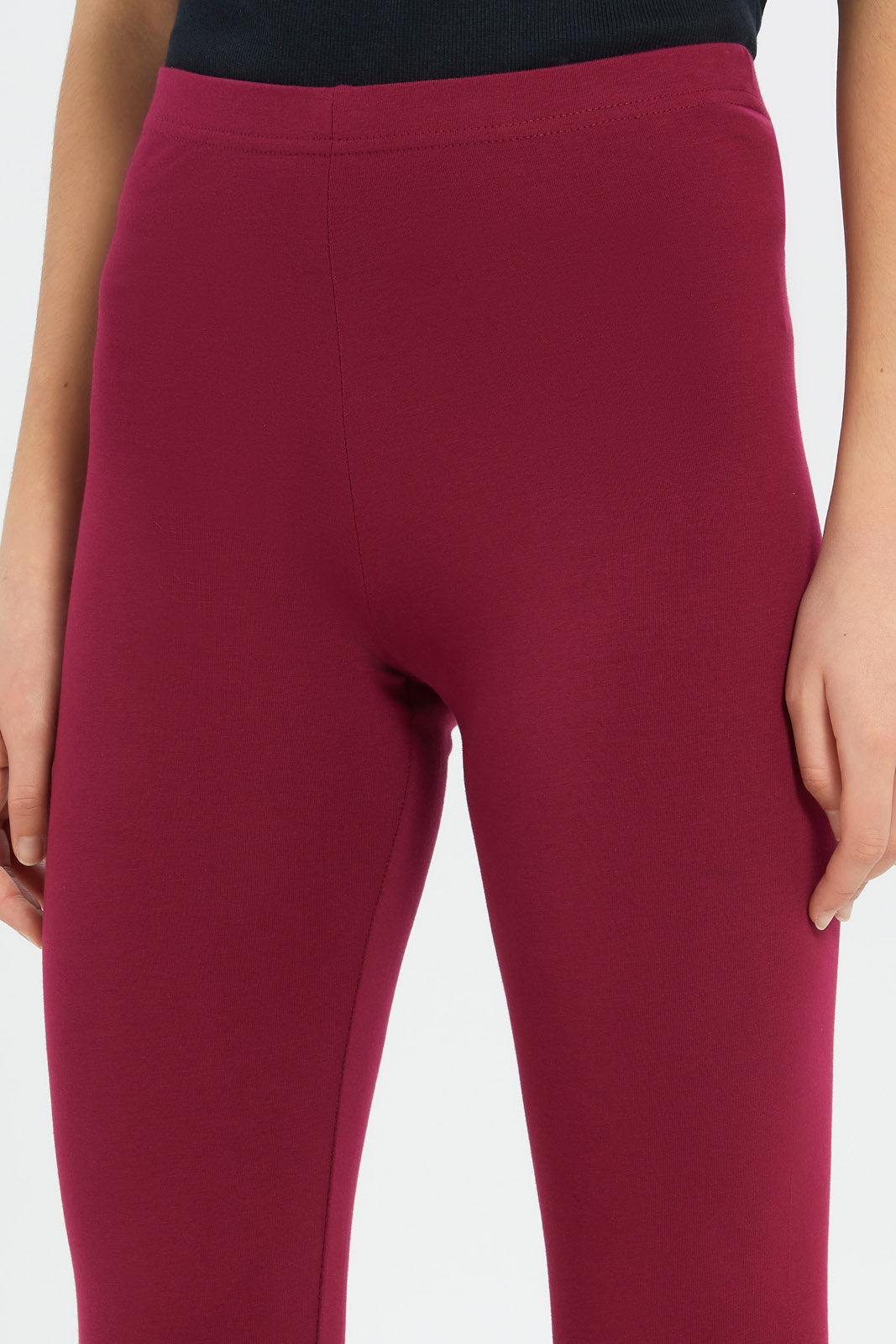 Redtag-Girls-Maroon-Solid-Leggings-Category:Leggings,-Colour:Red,-Deals:New-In,-Filter:Senior-Girls-(8-to-14-Yrs),-GSR-Leggings,-H1:KWR,-H2:GSR,-H3:TRS,-H4:LEG,-New-In-GSR-APL,-Non-Sale,-Promo:TBL,-S23C,-Season:S23C,-Section:Girls-(0-to-14Yrs),-TBL-Senior-Girls-9 to 14 Years