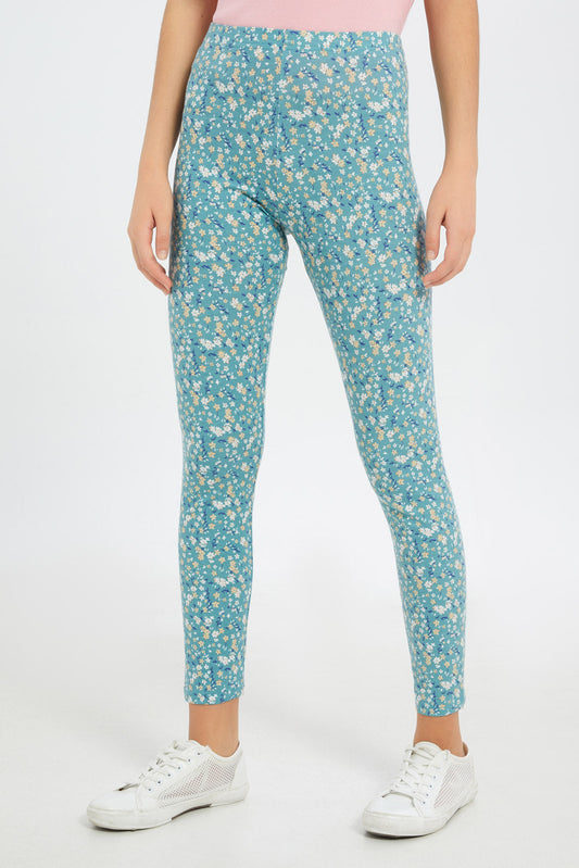 Redtag-Girls-Sage-Floral-Aop-Leggings-Category:Leggings,-Colour:Assorted,-Deals:New-In,-Filter:Senior-Girls-(8-to-14-Yrs),-GSR-Leggings,-H1:KWR,-H2:GSR,-H3:TRS,-H4:LEG,-New-In-GSR-APL,-Non-Sale,-Promo:TBL,-S23C,-Season:S23C,-Section:Girls-(0-to-14Yrs),-TBL-Senior-Girls-9 to 14 Years