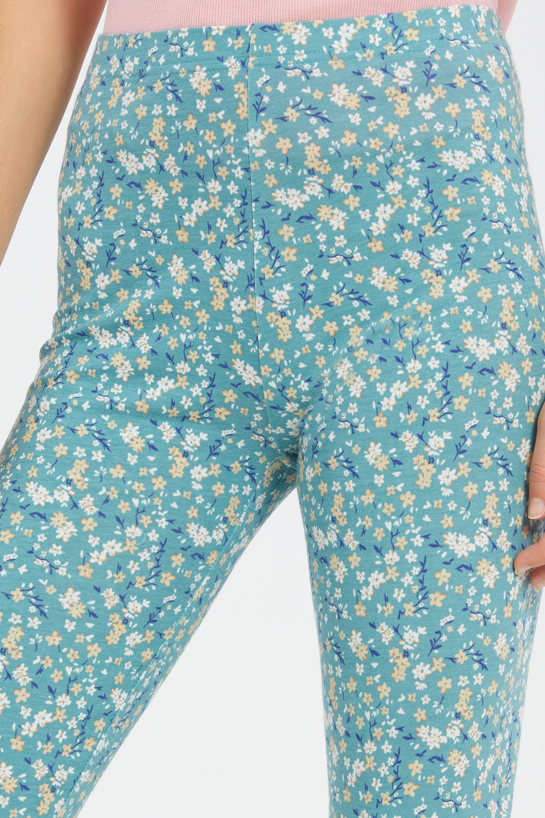Redtag-Girls-Sage-Floral-Aop-Leggings-Category:Leggings,-Colour:Assorted,-Deals:New-In,-Filter:Senior-Girls-(8-to-14-Yrs),-GSR-Leggings,-H1:KWR,-H2:GSR,-H3:TRS,-H4:LEG,-New-In-GSR-APL,-Non-Sale,-Promo:TBL,-S23C,-Season:S23C,-Section:Girls-(0-to-14Yrs),-TBL-Senior-Girls-9 to 14 Years