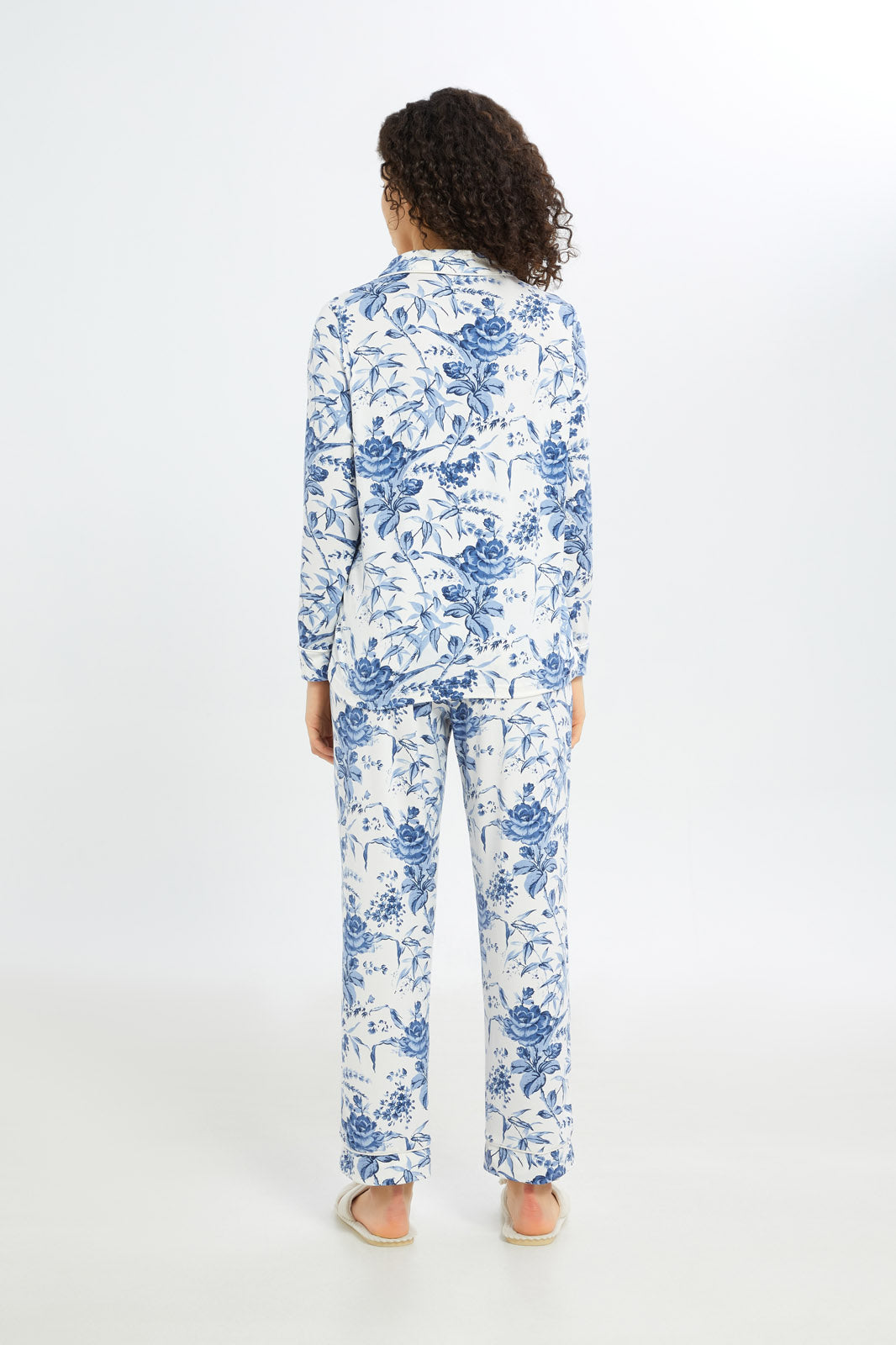 Redtag-Women-White-Aop-Long-Sleeves-Classic-Pajama-Set-Category:Pyjama-Sets,-Colour:White,-Deals:New-In,-Filter:Women's-Clothing,-H1:LWR,-H2:LDN,-H3:NWR,-H4:PJS,-New-In-Women-APL,-Non-Sale,-RMD,-S23C,-Season:S23C,-Section:Women,-Women-Pyjama-Sets--