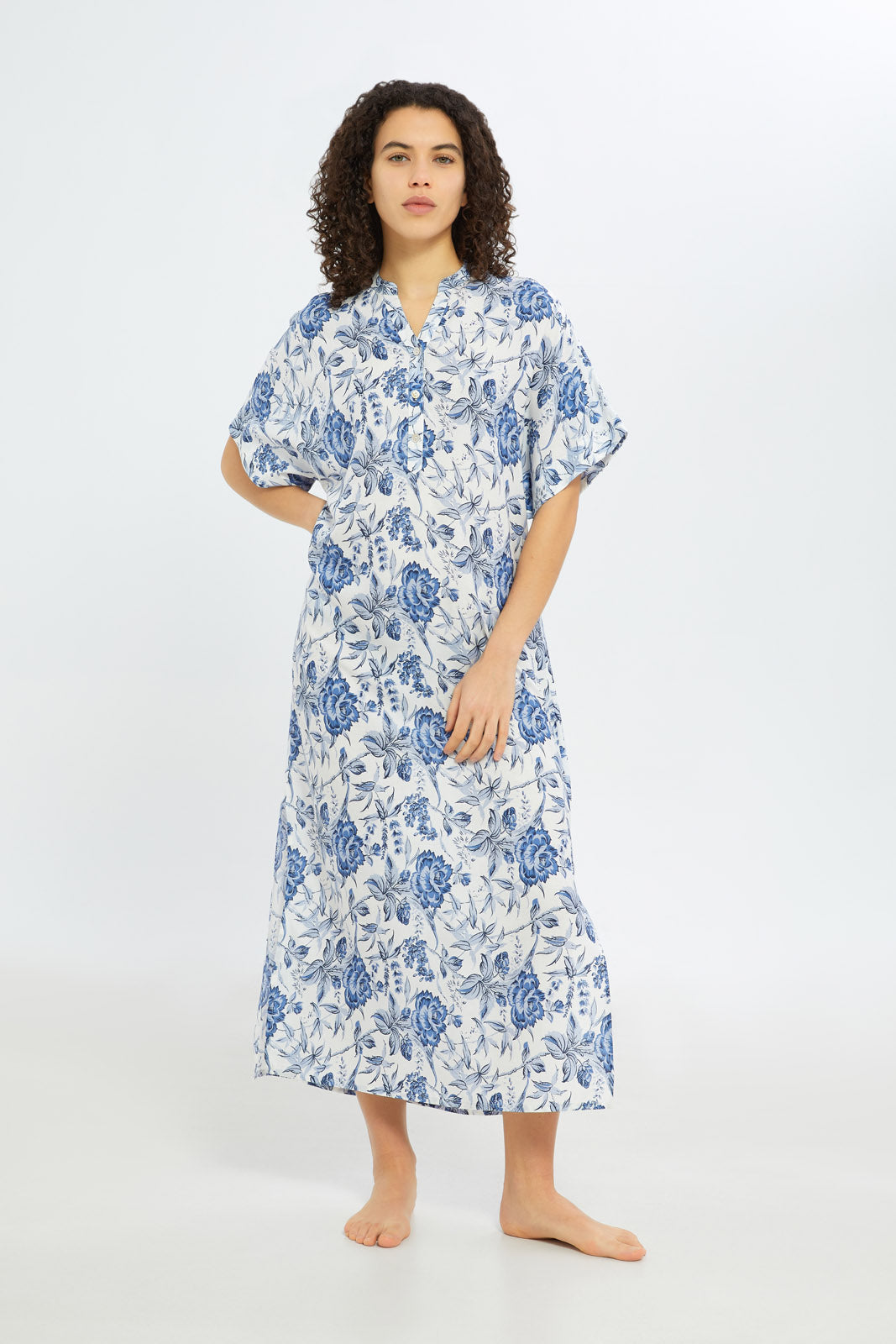 Redtag-Women-Ivory-Aop-Short-Sleeves-Nightgown-Category:Nightgowns,-Colour:Ivory,-Deals:New-In,-Filter:Women's-Clothing,-H1:LWR,-H2:LDN,-H3:NWR,-H4:NGN,-New-In-Women-APL,-Non-Sale,-RMD,-S23C,-Season:S23C,-Section:Women,-Women-Nightgowns--