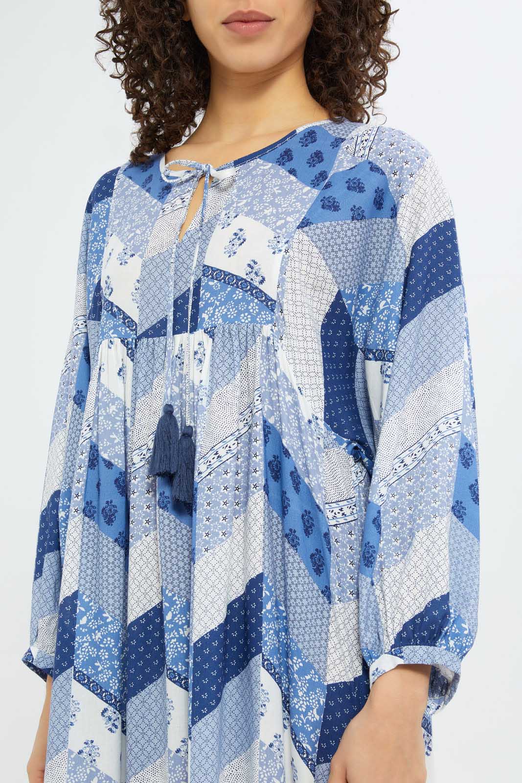 Redtag-Women-Blue-Aop-Long-Sleeves-Nightgown-Category:Nightgowns,-Colour:Blue,-Deals:New-In,-Filter:Women's-Clothing,-H1:LWR,-H2:LDN,-H3:NWR,-H4:NGN,-New-In-Women-APL,-Non-Sale,-RMD,-S23C,-Season:S23C,-Section:Women,-Women-Nightgowns--