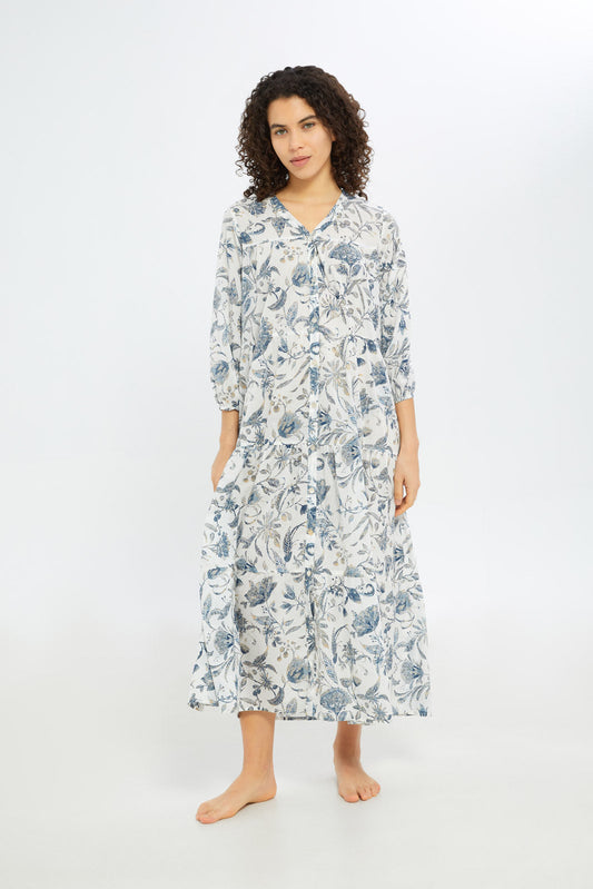 Redtag-Women-Pale-Pink-3/4-Sleeves-Long-Length-Nightgown-In-Extended-Size-Category:Nightgowns,-Colour:Ivory,-Deals:New-In,-Filter:Women's-Clothing,-H1:LWR,-H2:LDN,-H3:NWR,-H4:NGN,-New-In-Women-APL,-Non-Sale,-RMD,-S23C,-Season:S23C,-Section:Women,-Women-Nightgowns--