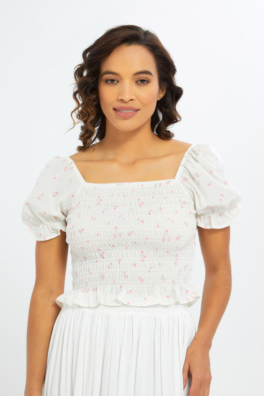 Redtag-Women-Printed-Shirred-Body-Crop-Top-Category:Blouses,-Colour:Assorted,-Deals:New-In,-Filter:Women's-Clothing,-H1:LWR,-H2:LAD,-H3:BLO,-H4:CBL,-New-In-Women-APL,-Non-Sale,-S23C,-Season:S23C,-Section:Women,-Women-Blouses-Women's-