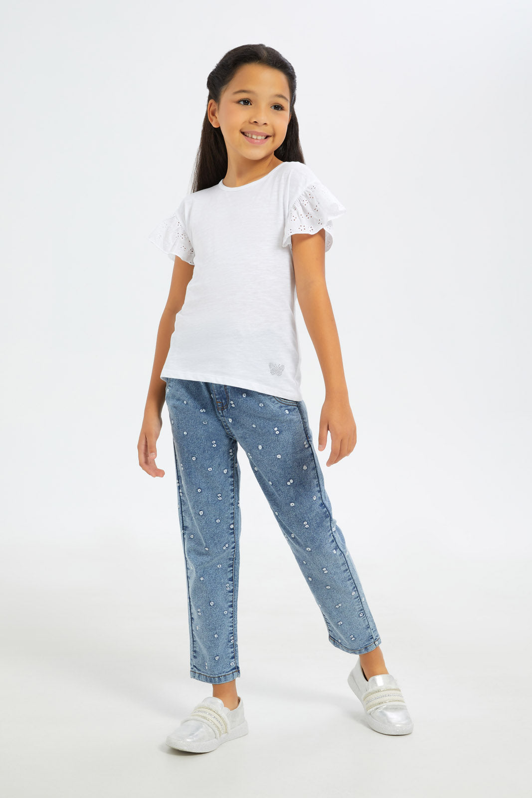 Redtag-Girls-White-Frilled-Sleeves-Jersey-Tops-Category:Jackets,-Colour:White,-Deals:New-In,-Filter:Girls-(2-to-8-Yrs),-GIR-Jackets,-H1:KWR,-H2:GIR,-H3:JYT,-H4:CJT,-New-In-GIR-APL,-Non-Sale,-S23C,-Season:S23C,-Section:Girls-(0-to-14Yrs)--