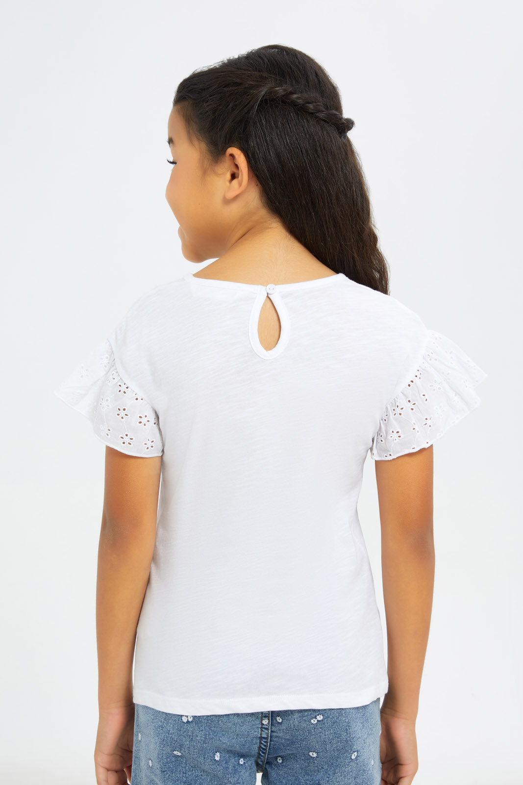 Redtag-Girls-White-Frilled-Sleeves-Jersey-Tops-Category:Jackets,-Colour:White,-Deals:New-In,-Filter:Girls-(2-to-8-Yrs),-GIR-Jackets,-H1:KWR,-H2:GIR,-H3:JYT,-H4:CJT,-New-In-GIR-APL,-Non-Sale,-S23C,-Season:S23C,-Section:Girls-(0-to-14Yrs)--