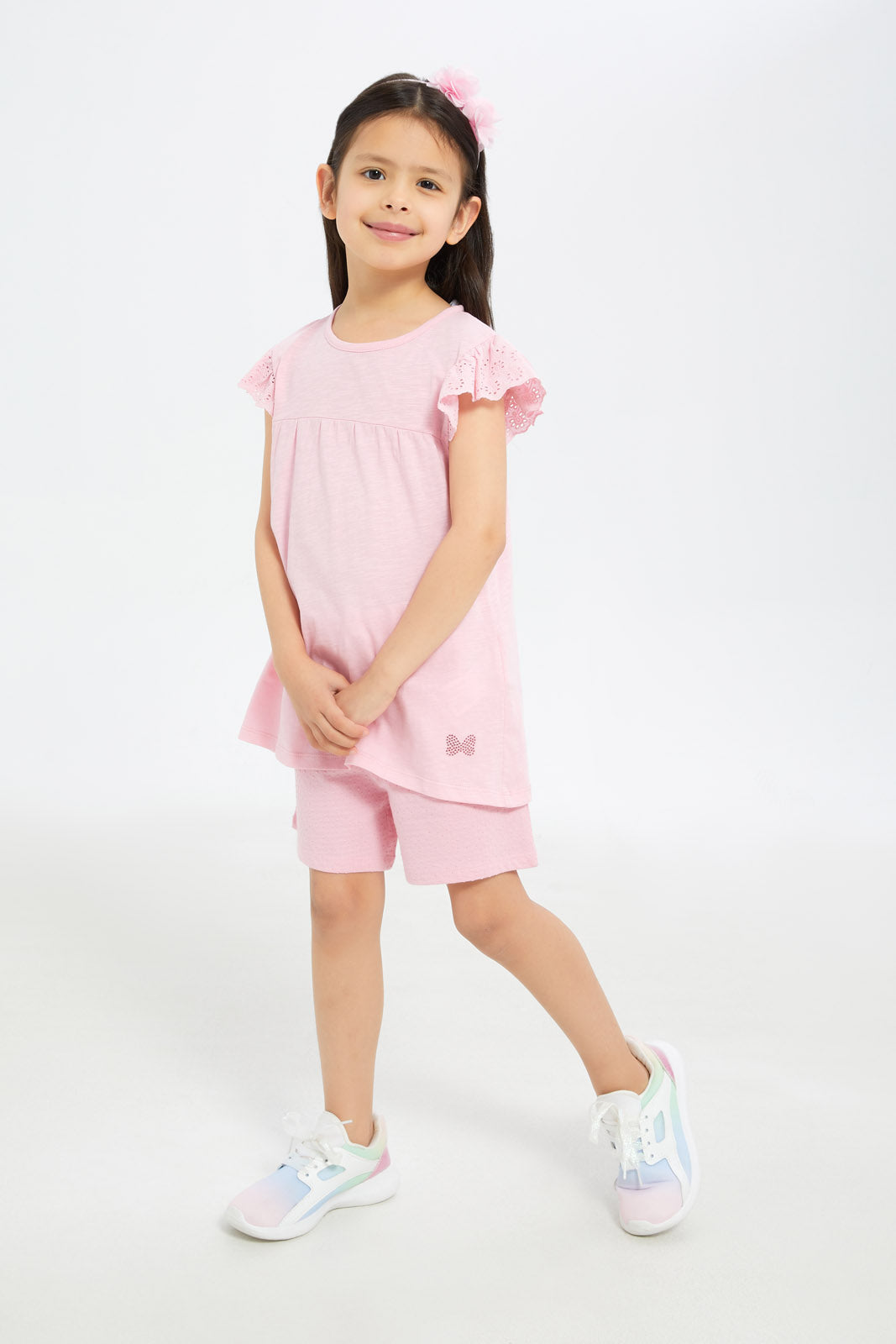 Redtag-Girls-Pink-Frilled-Sleeves-Jersey-Tops-Category:Jackets,-Colour:Apricot,-Deals:New-In,-Filter:Girls-(2-to-8-Yrs),-GIR-Jackets,-H1:KWR,-H2:GIR,-H3:JYT,-H4:CJT,-New-In-GIR-APL,-Non-Sale,-S23C,-Season:S23C,-Section:Girls-(0-to-14Yrs)--
