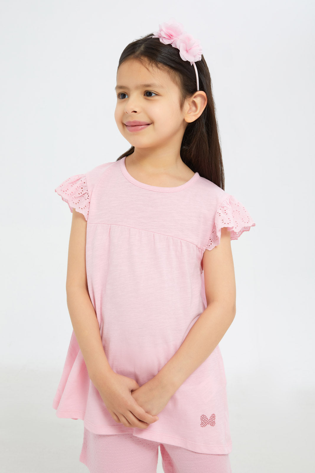 Redtag-Girls-Pink-Frilled-Sleeves-Jersey-Tops-Category:Jackets,-Colour:Apricot,-Deals:New-In,-Filter:Girls-(2-to-8-Yrs),-GIR-Jackets,-H1:KWR,-H2:GIR,-H3:JYT,-H4:CJT,-New-In-GIR-APL,-Non-Sale,-S23C,-Season:S23C,-Section:Girls-(0-to-14Yrs)--