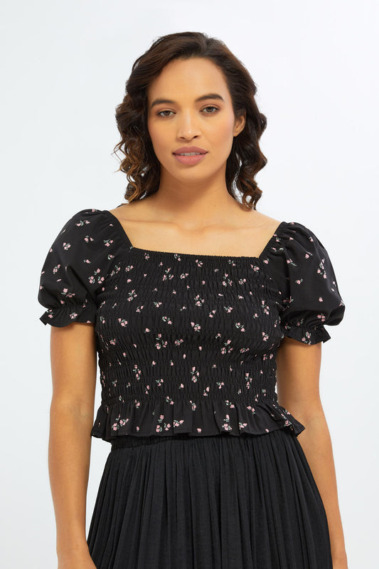 Redtag-Women-Printed-Shirred-Body-Crop-Top-Category:Blouses,-Colour:Assorted,-Deals:New-In,-Filter:Women's-Clothing,-H1:LWR,-H2:LAD,-H3:BLO,-H4:CBL,-New-In-Women-APL,-Non-Sale,-S23C,-Season:S23C,-Section:Women,-Women-Blouses-Women's-