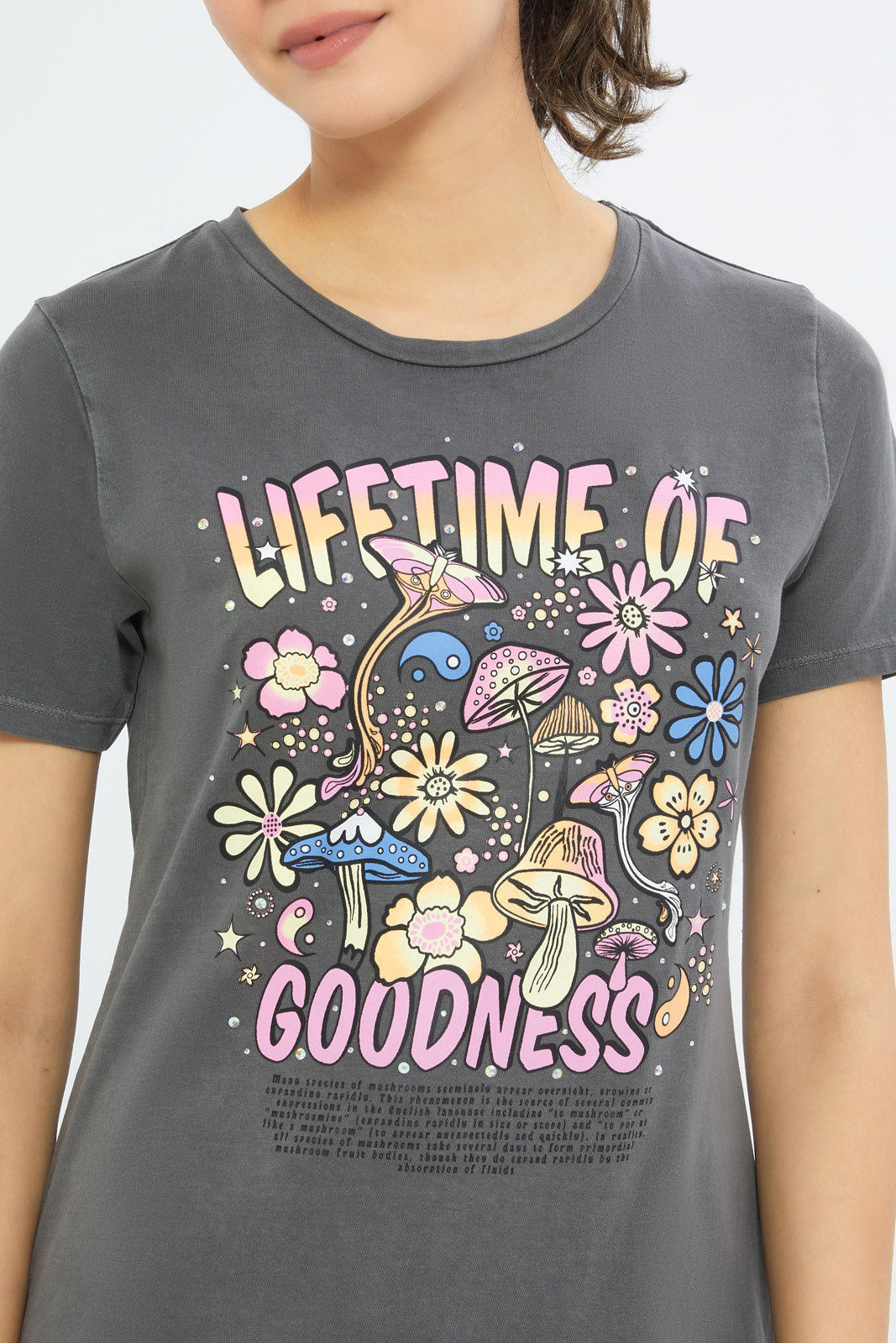 Redtag-Women-Acid-Wash-Retro-Embellished-T-Shirt-Category:T-Shirts,-Colour:Charcoal,-Deals:New-In,-Filter:Women's-Clothing,-H1:LWR,-H2:LAD,-H3:TSH,-H4:CAT,-New-In-Women-APL,-Non-Sale,-Promo:TBL,-S23C,-Season:S23C,-Section:Women,-TBL,-Women-T-Shirts-Women's-