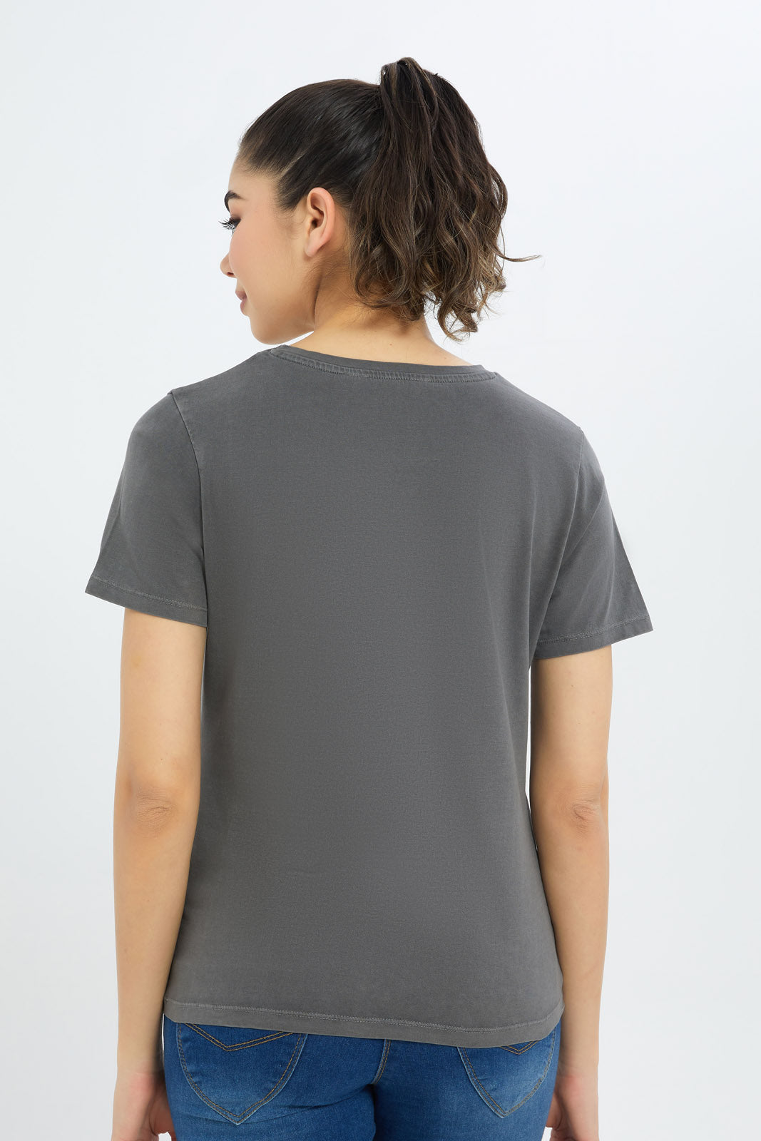 Redtag-Women-Acid-Wash-Retro-Embellished-T-Shirt-Category:T-Shirts,-Colour:Charcoal,-Deals:New-In,-Filter:Women's-Clothing,-H1:LWR,-H2:LAD,-H3:TSH,-H4:CAT,-New-In-Women-APL,-Non-Sale,-Promo:TBL,-S23C,-Season:S23C,-Section:Women,-TBL,-Women-T-Shirts-Women's-
