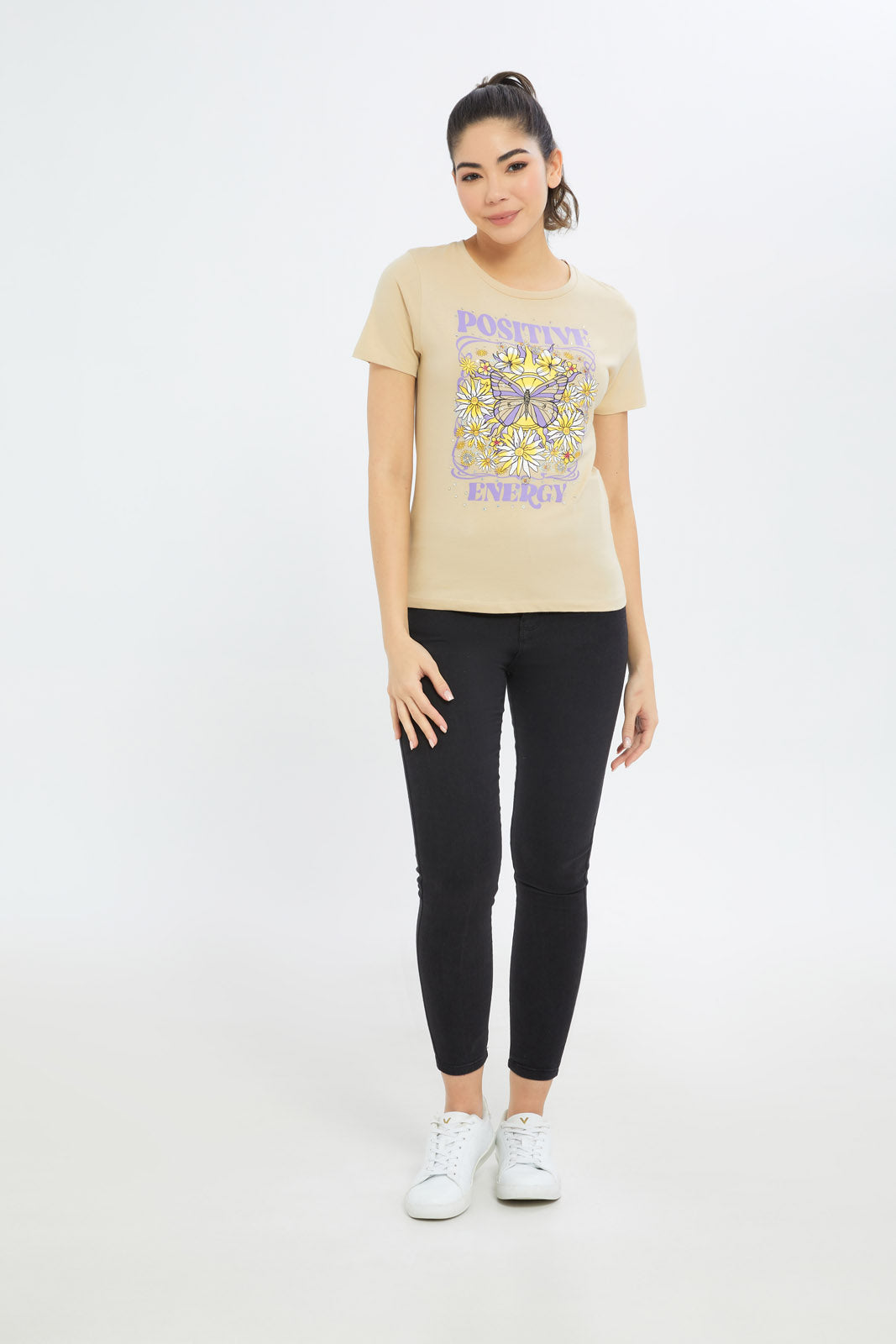 Redtag-Women-Cream-Retro-Embellished-T-Shirt-Category:T-Shirts,-Colour:Cream,-Deals:New-In,-Filter:Women's-Clothing,-H1:LWR,-H2:LAD,-H3:TSH,-H4:CAT,-New-In-Women-APL,-Non-Sale,-Promo:TBL,-S23C,-Season:S23C,-Section:Women,-TBL,-Women-T-Shirts-Women's-