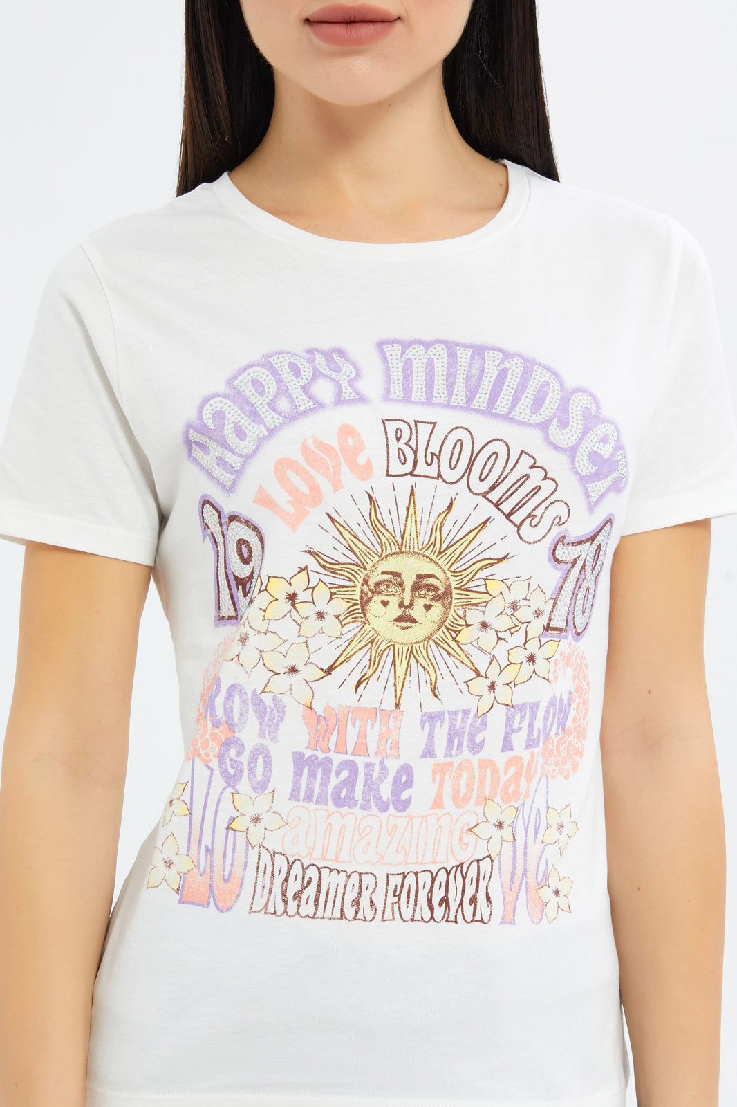 Redtag-Women-White-Retro-Embellished-T-Shirt-Category:T-Shirts,-Colour:White,-Deals:New-In,-Filter:Women's-Clothing,-H1:LWR,-H2:LAD,-H3:TSH,-H4:CAT,-New-In-Women-APL,-Non-Sale,-Promo:TBL,-S23C,-Season:S23C,-Section:Women,-TBL,-Women-T-Shirts-Women's-