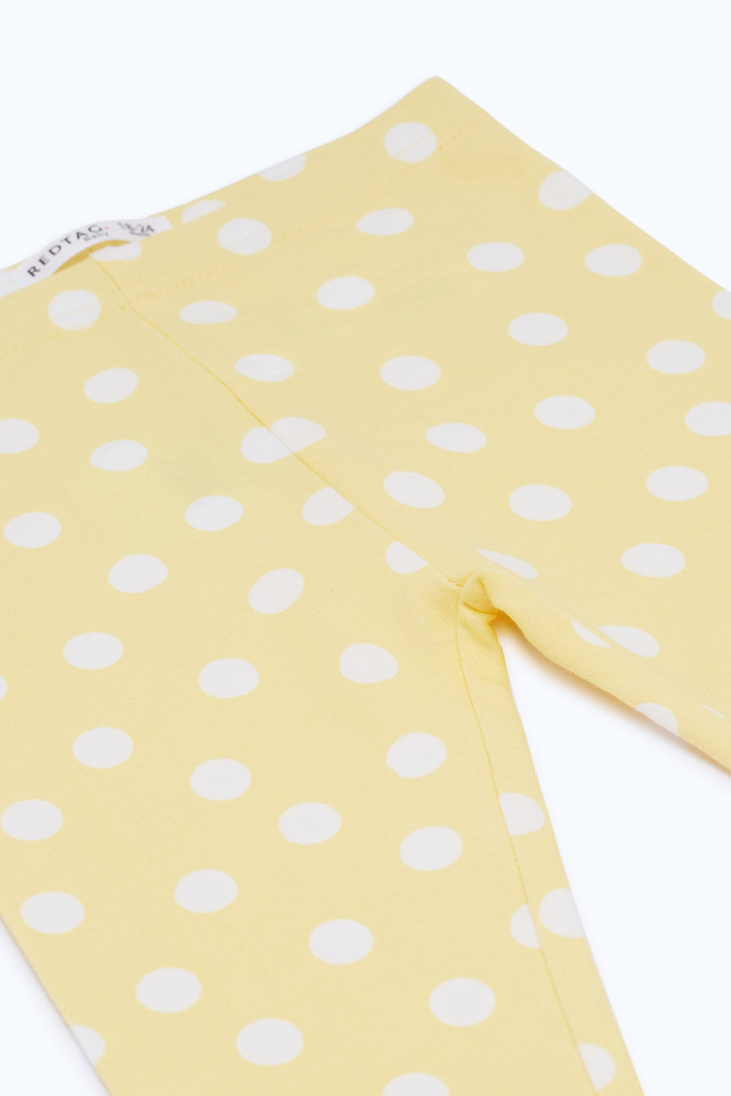 Redtag-Girls-Yellow-Polka-Aop-Legging-Category:Leggings,-Colour:Yellow,-Deals:New-In,-Filter:Infant-Girls-(3-to-24-Mths),-H1:KWR,-H2:ING,-H3:TRS,-H4:LEG,-ING-Leggings,-New-In-ING-APL,-Non-Sale,-S23C,-Season:S23C,-Section:Girls-(0-to-14Yrs)-Infant-Girls-3 to 24 Months