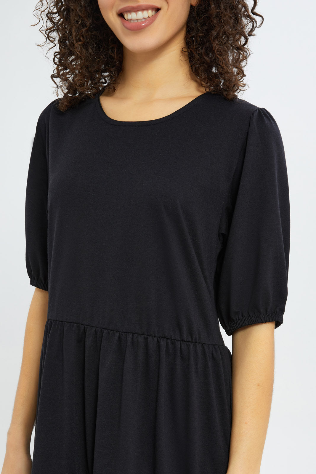 Redtag-Women-Black-Epp-Jersey-Tiered-Dress-Category:Dresses,-Colour:Black,-Deals:New-In,-Filter:Women's-Clothing,-H1:LWR,-H2:LAD,-H3:DRS,-H4:CAD,-New-In-Women-APL,-Non-Sale,-PPE,-Promo:PPE,-RMD,-S23C,-Season:S23C,-Section:Women,-Women-DressesDress-Size:Short-Dress-Women's-