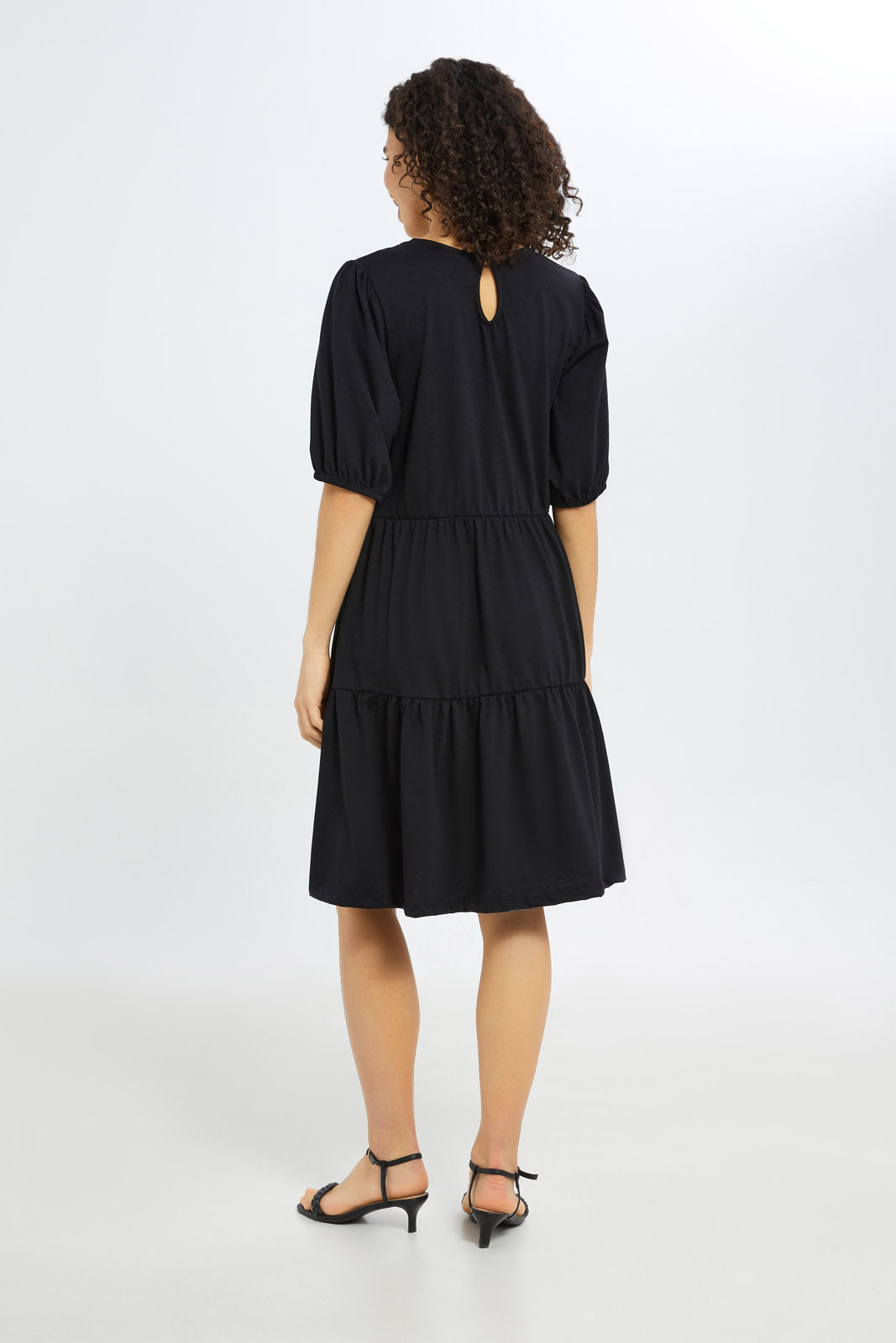 Redtag-Women-Black-Epp-Jersey-Tiered-Dress-Category:Dresses,-Colour:Black,-Deals:New-In,-Filter:Women's-Clothing,-H1:LWR,-H2:LAD,-H3:DRS,-H4:CAD,-New-In-Women-APL,-Non-Sale,-PPE,-Promo:PPE,-RMD,-S23C,-Season:S23C,-Section:Women,-Women-DressesDress-Size:Short-Dress-Women's-