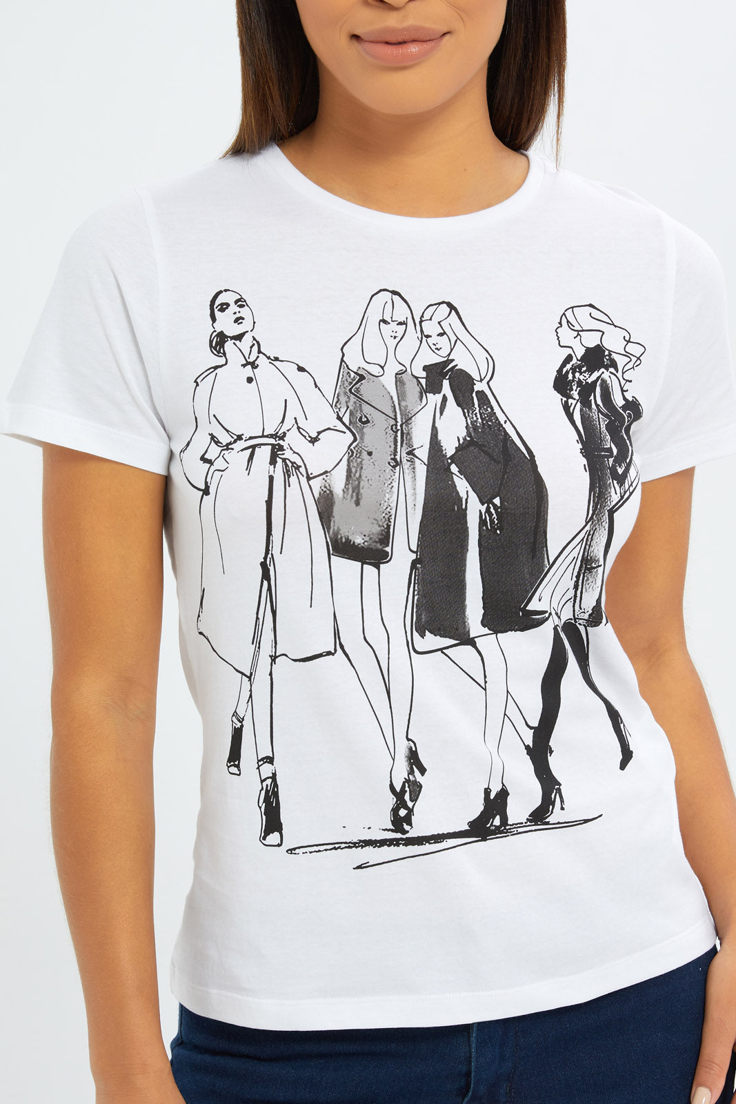 Redtag-Women-White-Illustration-Graphic-T-Shirt-Category:T-Shirts,-Colour:White,-Deals:New-In,-Filter:Women's-Clothing,-H1:LWR,-H2:LAD,-H3:TSH,-H4:CAT,-New-In-Women-APL,-Non-Sale,-S23C,-Season:S23C,-Section:Women,-TBL,-Women-T-Shirts-Women's-