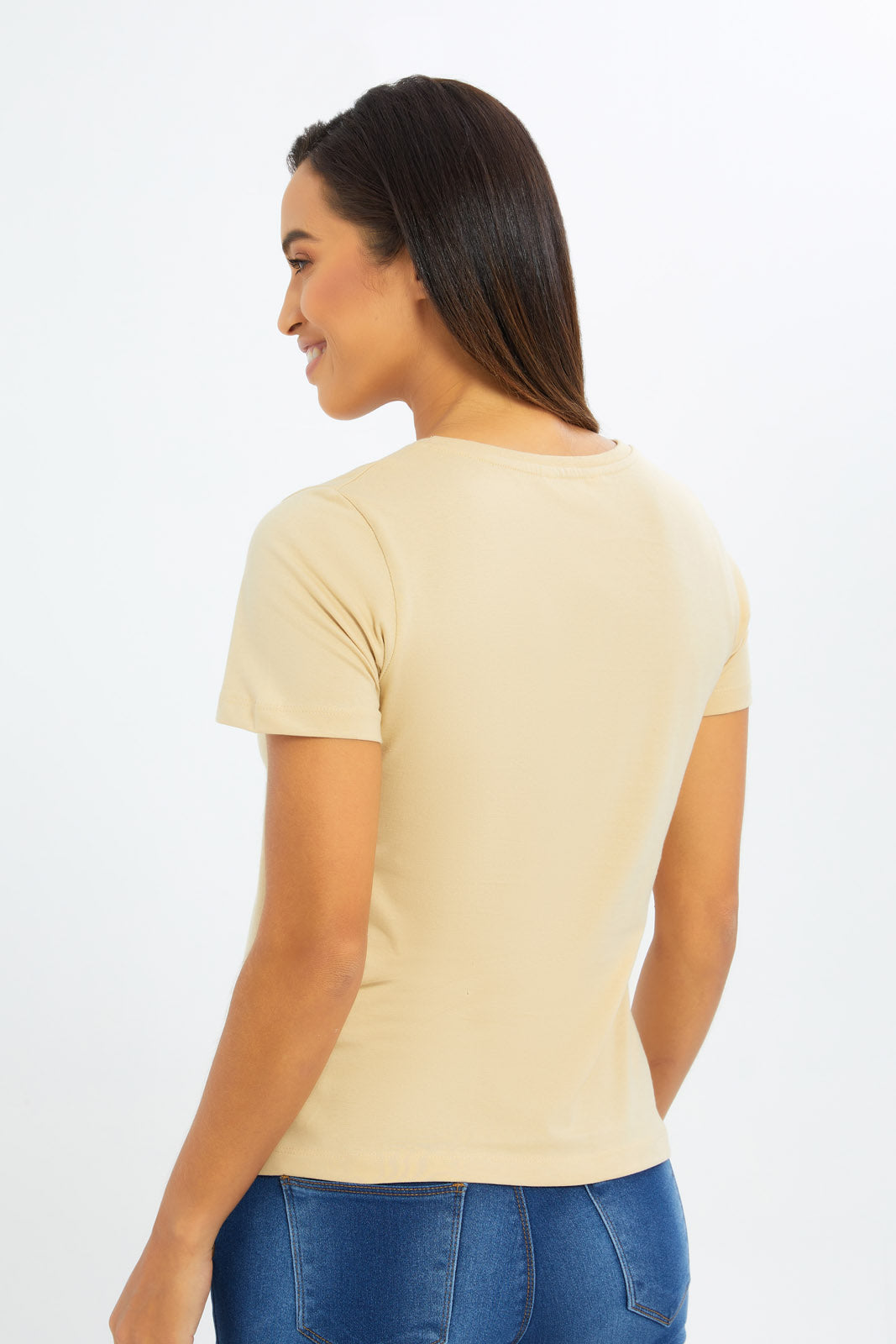 Redtag-Women-Cream-Line-Art-Graphic-T-Shirt-Category:T-Shirts,-Colour:Beige,-Deals:New-In,-Filter:Women's-Clothing,-H1:LWR,-H2:LAD,-H3:TSH,-H4:CAT,-New-In-Women-APL,-Non-Sale,-S23C,-Season:S23C,-Section:Women,-TBL,-Women-T-Shirts-Women's-