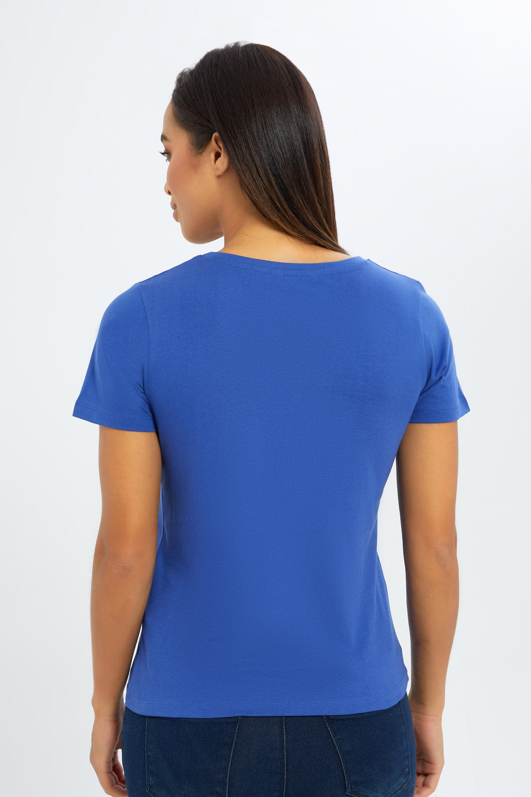 Redtag-Women-Blue-Slogan-Graphic-T-Shirt-Category:T-Shirts,-Colour:Blue,-Deals:New-In,-Filter:Women's-Clothing,-H1:LWR,-H2:LAD,-H3:TSH,-H4:CAT,-New-In-Women-APL,-Non-Sale,-S23C,-Season:S23C,-Section:Women,-TBL,-Women-T-Shirts-Women's-