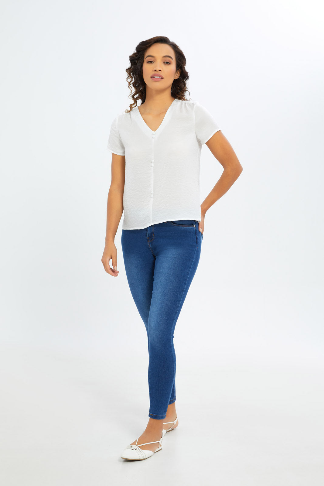 Redtag-Women-White-Epp-Short-Sleeve-Blouse-Category:Blouses,-Colour:White,-Deals:New-In,-Filter:Women's-Clothing,-H1:LWR,-H2:LAD,-H3:BLO,-H4:CBL,-New-In-Women-APL,-Non-Sale,-PPE,-S23C,-Season:S23C,-Section:Women,-Women-Blouses-Women's-