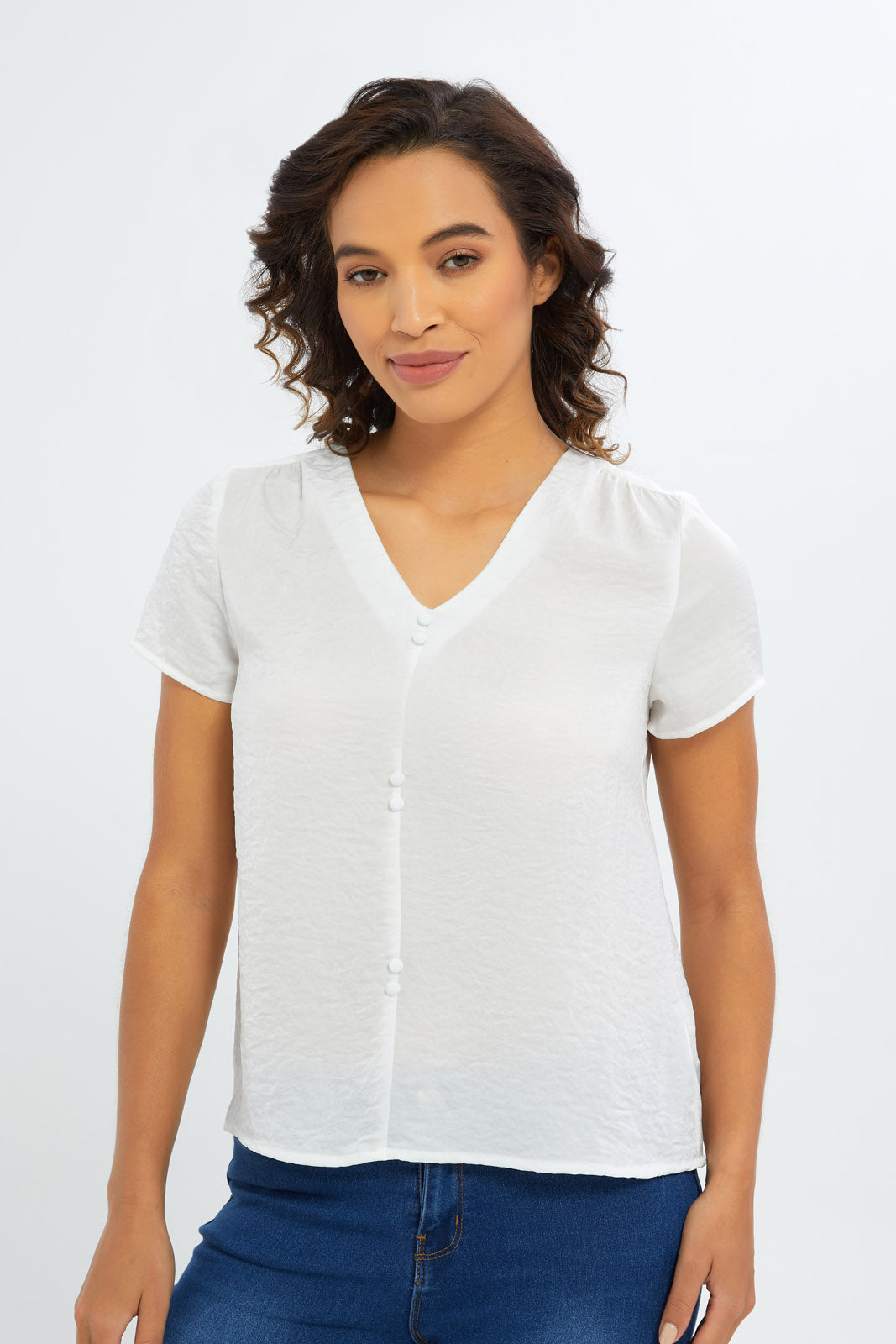 Redtag-Women-White-Epp-Short-Sleeve-Blouse-Category:Blouses,-Colour:White,-Deals:New-In,-Filter:Women's-Clothing,-H1:LWR,-H2:LAD,-H3:BLO,-H4:CBL,-New-In-Women-APL,-Non-Sale,-PPE,-S23C,-Season:S23C,-Section:Women,-Women-Blouses-Women's-
