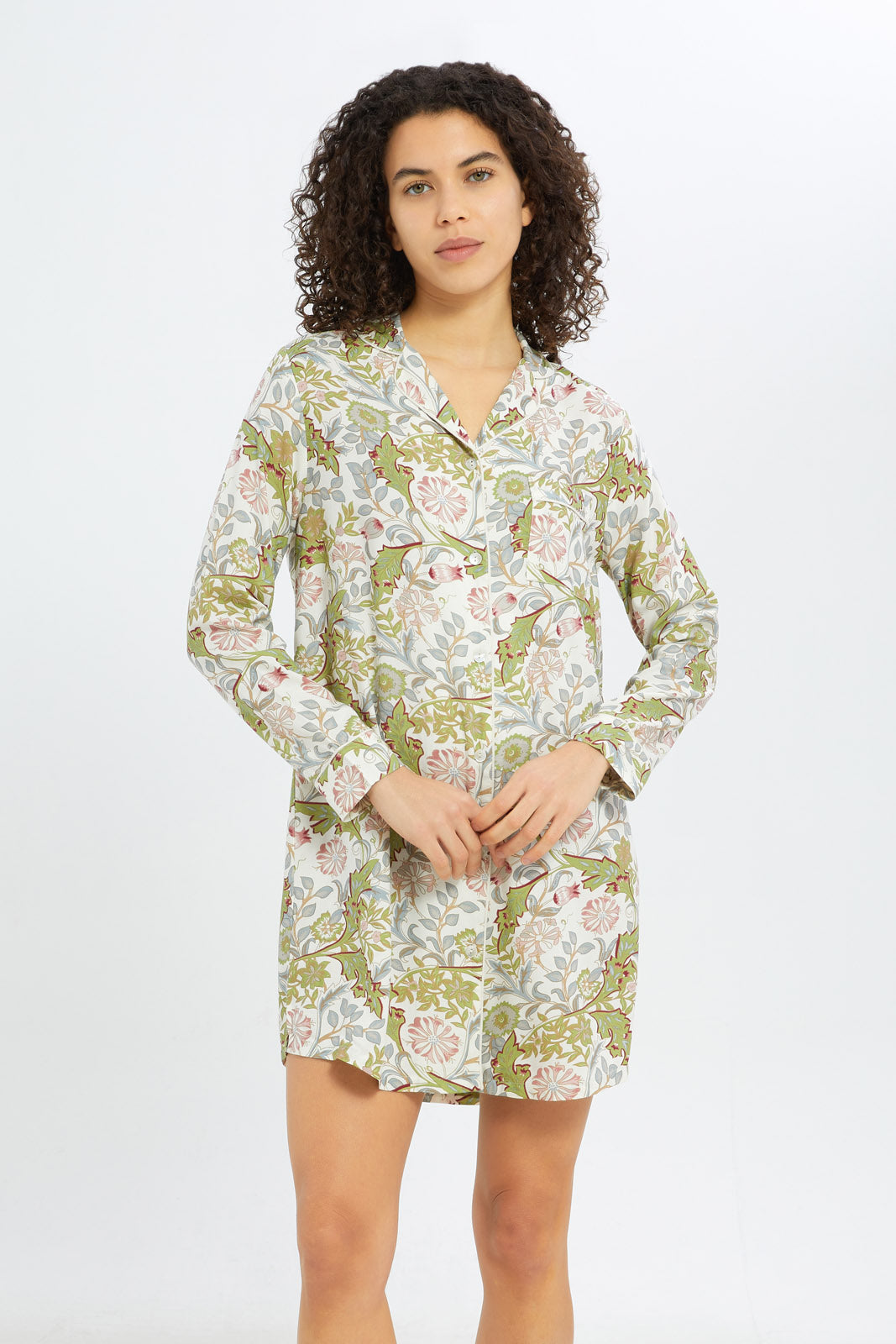 Redtag-Women-Green-Longsleeves-Nightshirt-Category:Nightshirts,-Colour:Green,-Deals:New-In,-Filter:Women's-Clothing,-H1:LWR,-H2:LDN,-H3:NWR,-H4:NSH,-New-In-Women-APL,-Non-Sale,-S23C,-Season:S23C,-Section:Women,-Women-Nightshirts--
