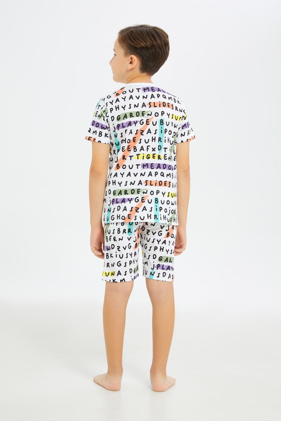 Redtag-Boys-White-Word-Scramble-Print-Pyjama-Set-BOY-Pyjama-Sets,-Category:Pyjama-Sets,-Colour:White,-Deals:New-In,-Filter:Boys-(2-to-8-Yrs),-H1:KWR,-H2:BOY,-H3:NWR,-H4:PJS,-New-In-BOY-APL,-Non-Sale,-S23D,-Season:S23D,-Section:Boys-(0-to-14Yrs)-Boys-2 to 8 Years