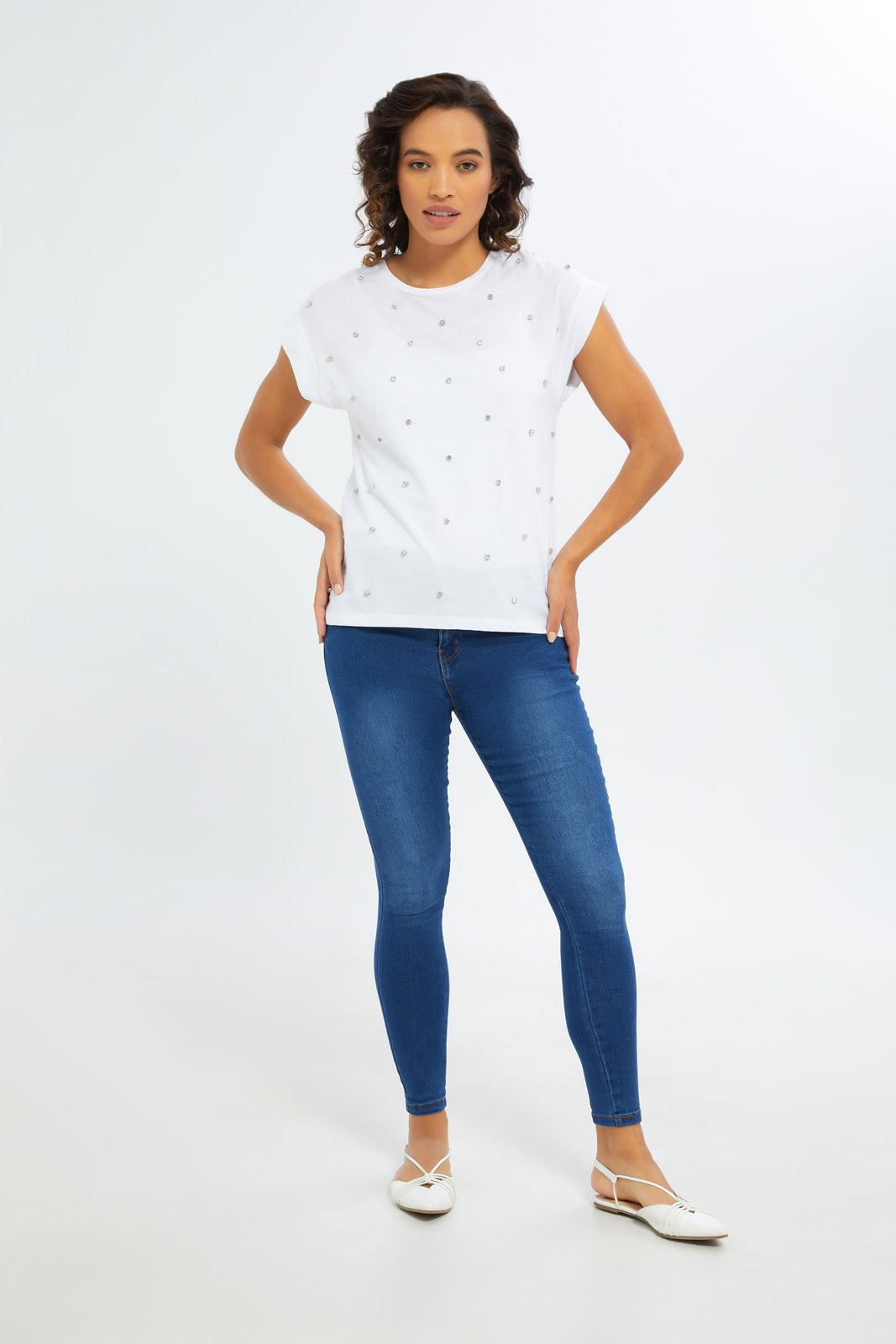 Redtag-Women-White-Diamante-Sleeveless-T-Shirt-Category:T-Shirts,-Colour:White,-Deals:New-In,-Filter:Women's-Clothing,-H1:LWR,-H2:LAD,-H3:TSH,-H4:CAT,-New-In-Women-APL,-Non-Sale,-S23C,-Season:S23C,-Section:Women,-Women-T-Shirts-Women's-