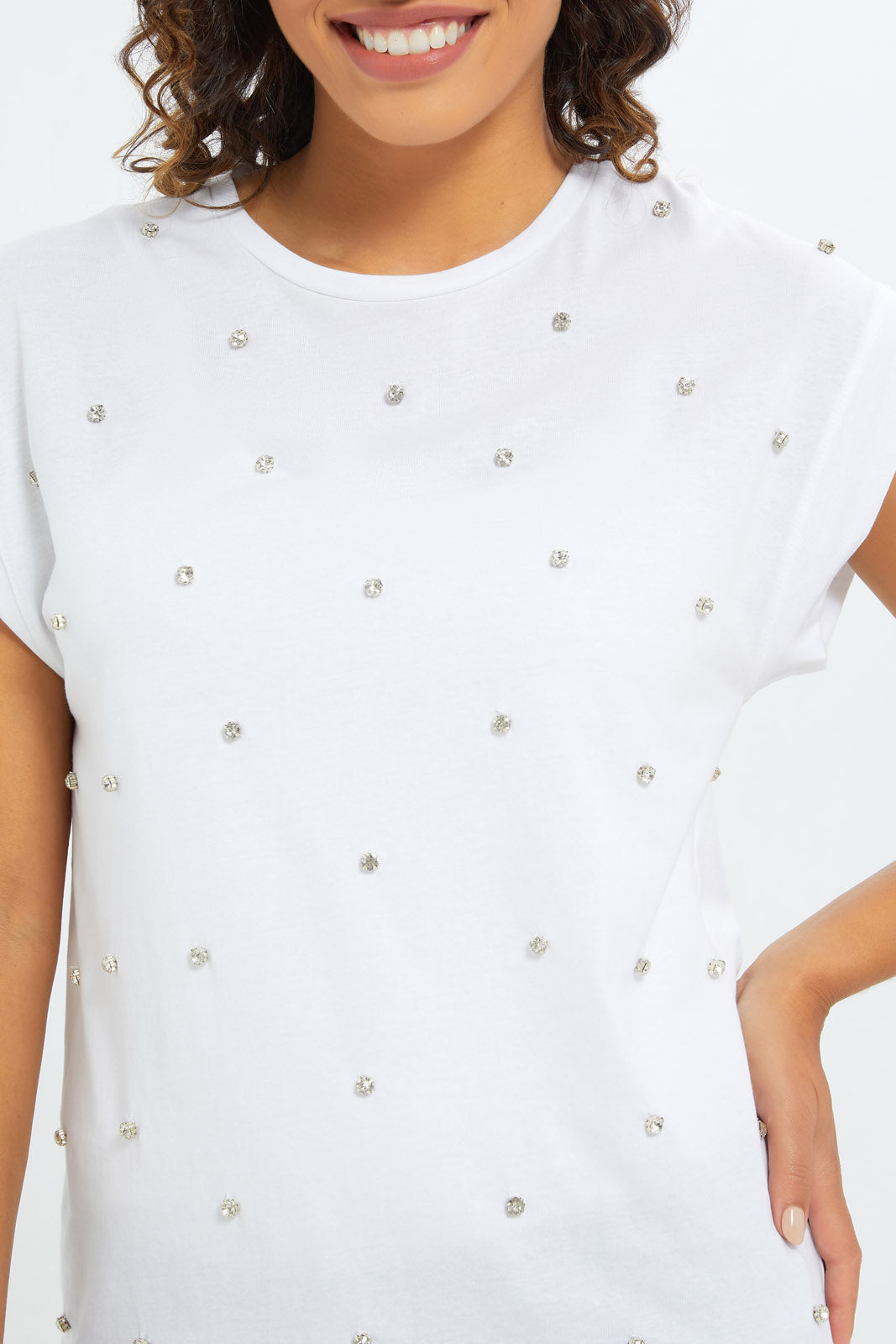 Redtag-Women-White-Diamante-Sleeveless-T-Shirt-Category:T-Shirts,-Colour:White,-Deals:New-In,-Filter:Women's-Clothing,-H1:LWR,-H2:LAD,-H3:TSH,-H4:CAT,-New-In-Women-APL,-Non-Sale,-S23C,-Season:S23C,-Section:Women,-Women-T-Shirts-Women's-