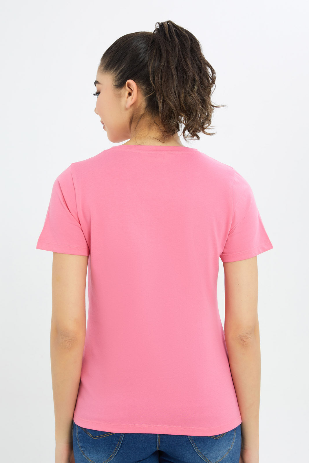 Redtag-Women-Pink-Paris-Embellished-T-Shirt-Category:T-Shirts,-Colour:Apricot,-Deals:New-In,-Filter:Women's-Clothing,-H1:LWR,-H2:LAD,-H3:TSH,-H4:CAT,-New-In-Women-APL,-Non-Sale,-Promo:TBL,-S23C,-Season:S23C,-Section:Women,-TBL,-Women-T-Shirts-Women's-