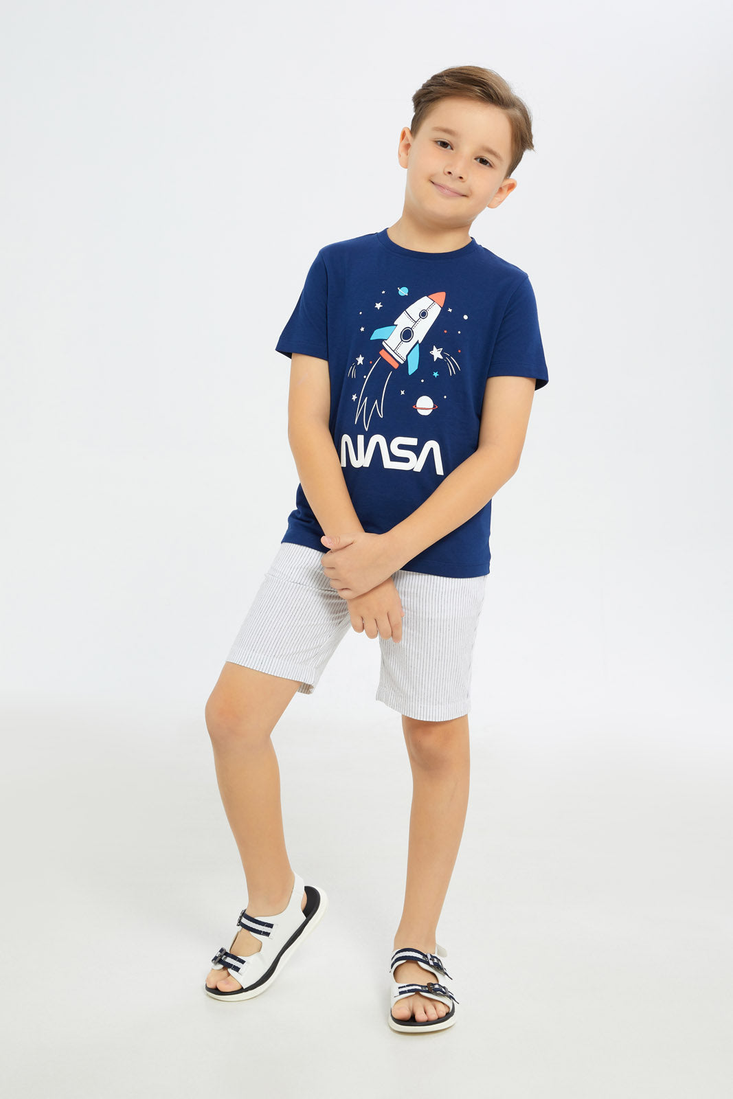 Redtag-Boys-Navy-Nasa-Short-Sleeve-T-Shirt-BOY-T-Shirts,-Category:T-Shirts,-CHA,-Colour:Navy,-Deals:New-In,-Filter:Boys-(2-to-8-Yrs),-H1:KWR,-H2:BOY,-H3:TSH,-H4:TSH,-New-In-BOY-APL,-Non-Sale,-S23C,-Season:S23C,-Section:Boys-(0-to-14Yrs)-Boys-2 to 8 Years