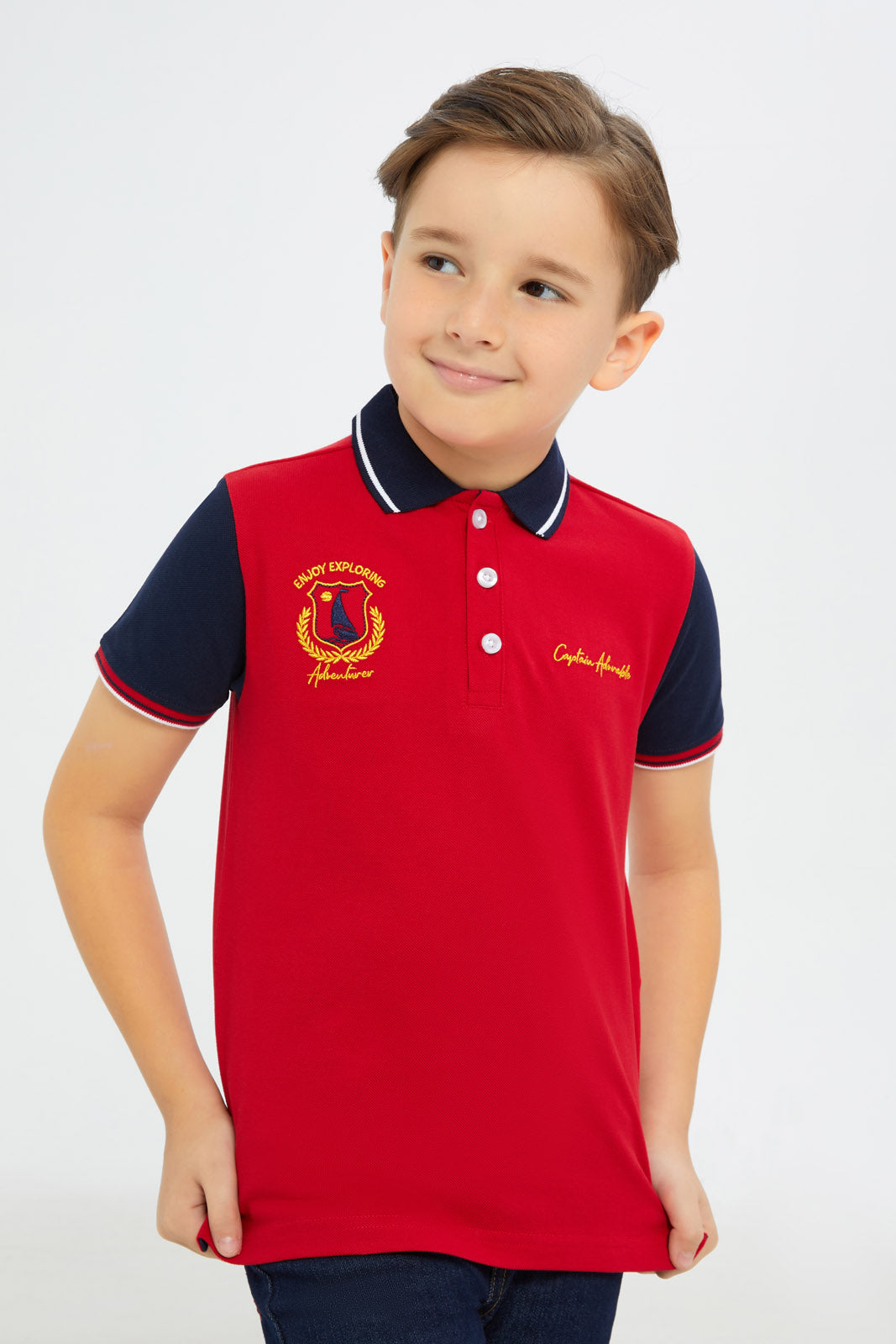 Redtag-Boys-Red-Embroidered-Polo-Shirt-BOY-Polo-T-Shirts,-Category:Polo-T-Shirts,-Colour:Red,-Deals:New-In,-Filter:Boys-(2-to-8-Yrs),-H1:KWR,-H2:BOY,-H3:TSH,-H4:POS,-New-In-BOY-APL,-Non-Sale,-S23C,-Season:S23C,-Section:Boys-(0-to-14Yrs)-Boys-2 to 8 Years