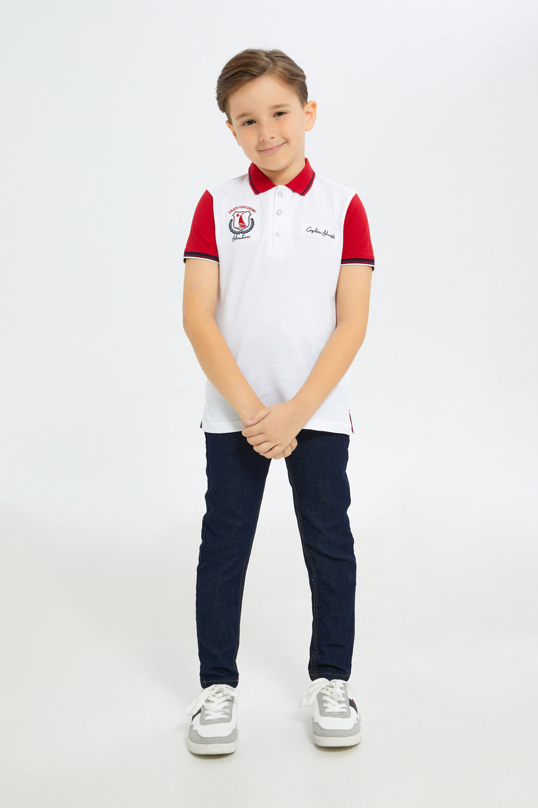 Redtag-Boys-White-Embroidered-Polo-Shirt-BOY-Polo-T-Shirts,-Category:Polo-T-Shirts,-Colour:White,-Deals:New-In,-Filter:Boys-(2-to-8-Yrs),-H1:KWR,-H2:BOY,-H3:TSH,-H4:POS,-New-In-BOY-APL,-Non-Sale,-S23C,-Season:S23C,-Section:Boys-(0-to-14Yrs)-Boys-2 to 8 Years