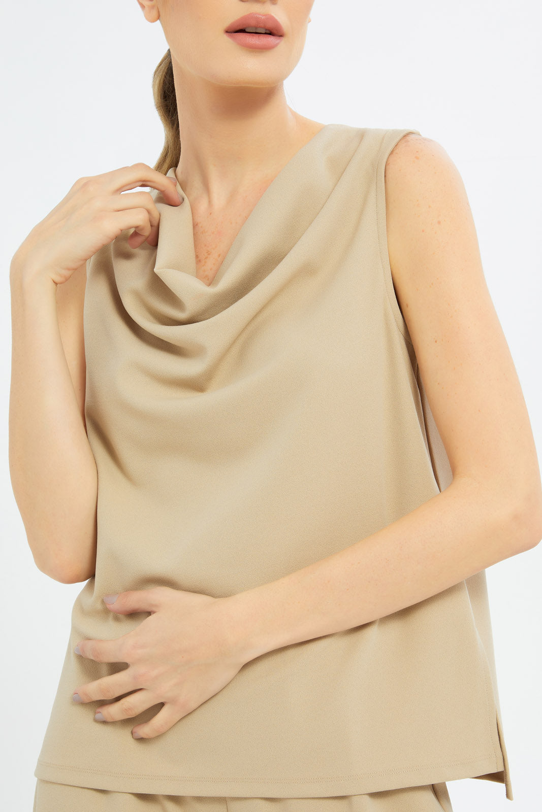 Redtag-Women-Beige-Cowl-Neck-Sleeveless-Top-Category:Blouses,-Colour:Beige,-Deals:New-In,-Filter:Women's-Clothing,-H1:LWR,-H2:LDC,-H3:BLO,-H4:CBL,-LDC,-LDC-Blouses,-New-In-LDC-APL,-Non-Sale,-S23C,-Season:S23C,-Section:Women-Women's-