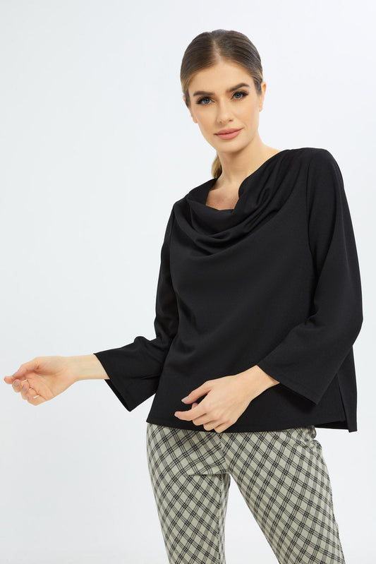 Redtag-Women-Black-Cowl-Neck-Top-Category:Blouses,-Colour:Black,-Deals:New-In,-Filter:Women's-Clothing,-H1:LWR,-H2:LDC,-H3:BLO,-H4:CBL,-LDC,-LDC-Blouses,-New-In-LDC-APL,-Non-Sale,-S23C,-Season:S23C,-Section:Women-Women's-