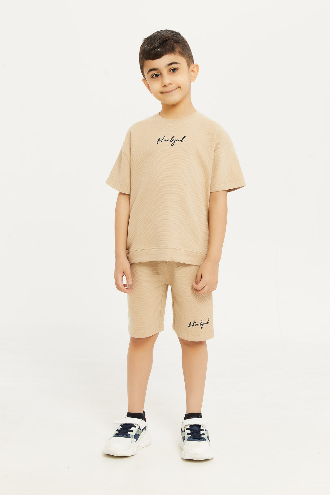 Redtag-Boys-Ecru-Jaquard-Oversized-T-Shirt-BOY-T-Shirts,-Category:T-Shirts,-Colour:Ecru,-Deals:New-In,-Filter:Boys-(2-to-8-Yrs),-H1:KWR,-H2:BOY,-H3:TSH,-H4:TSH,-KWRBOYTSHTSH,-New-In-BOY-APL,-Non-Sale,-Promo:TBL,-S23D,-Season:S23D,-Section:Boys-(0-to-14Yrs),-TBL-Boys-2 to 8 Years