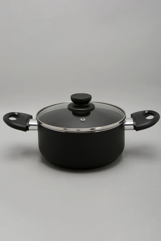 Black Aluminum Nonstick Dutch Oven With Glass Lid (18cm)