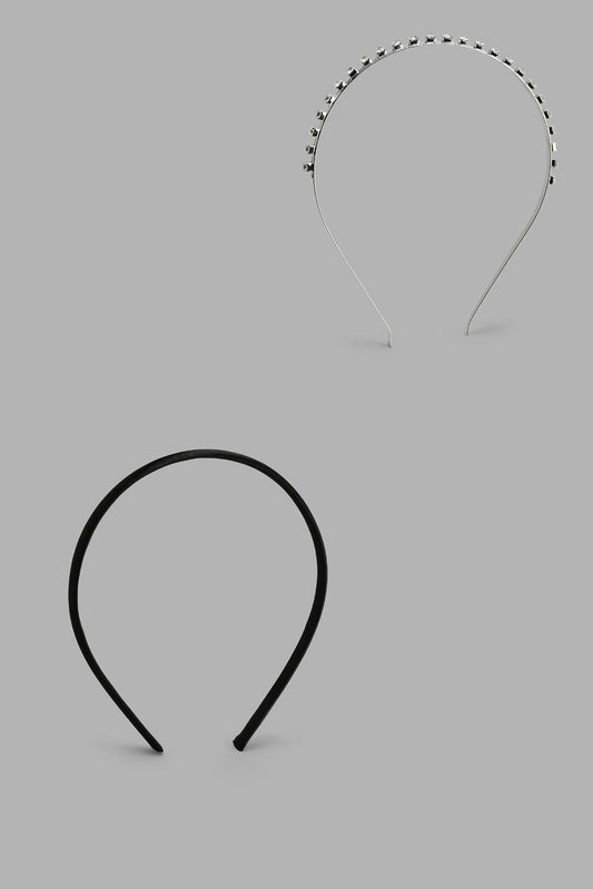 Black And Silver Headband Set (Pack Of 2)