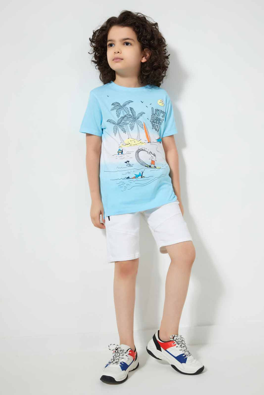 Blue And White Beach T-Shirt