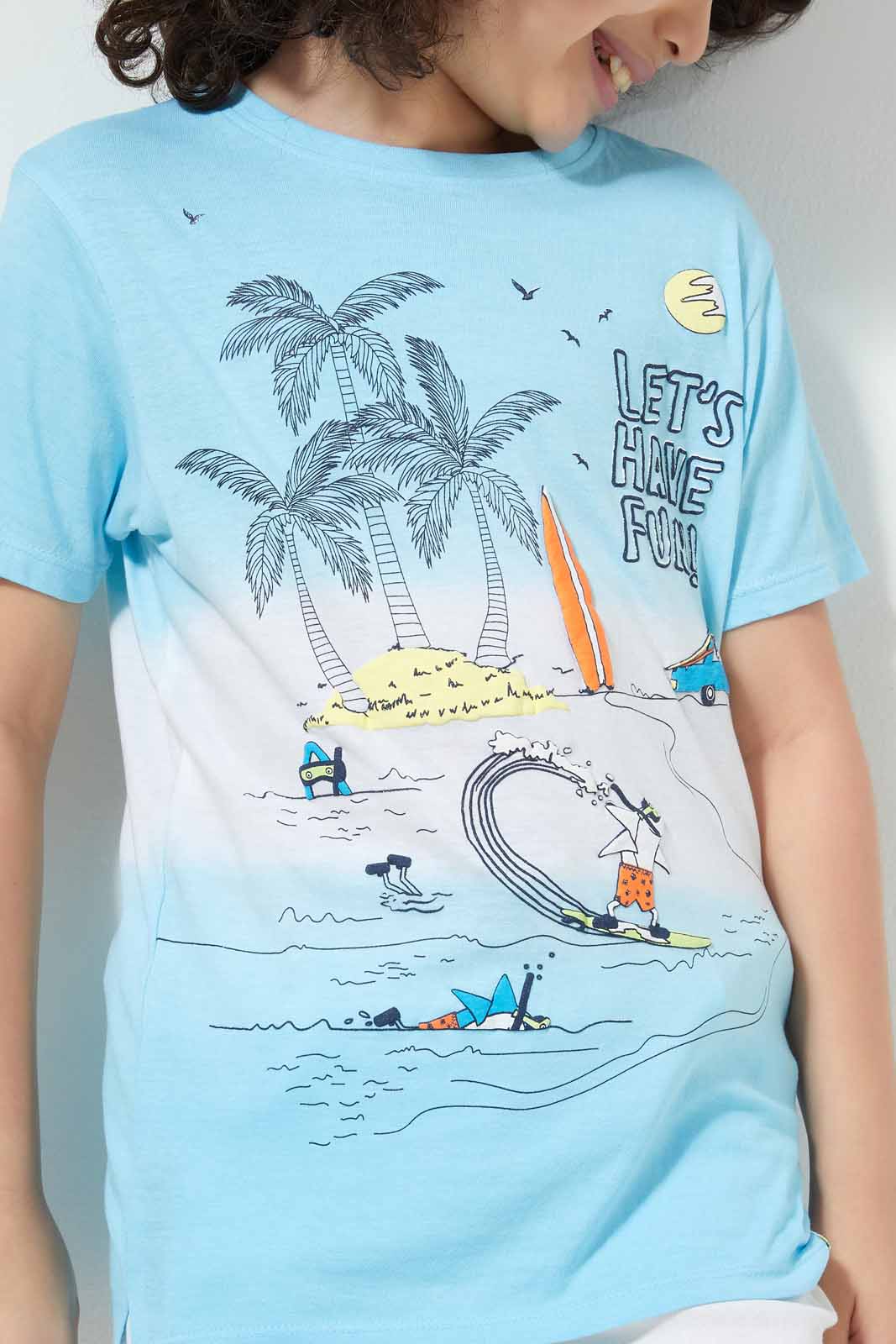 Blue And White Beach T-Shirt