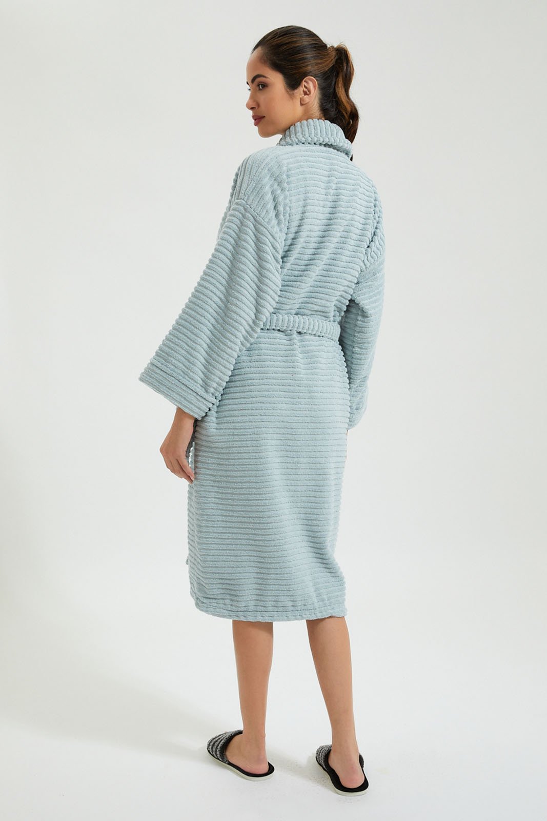 Blue Ribbed Bathrobe