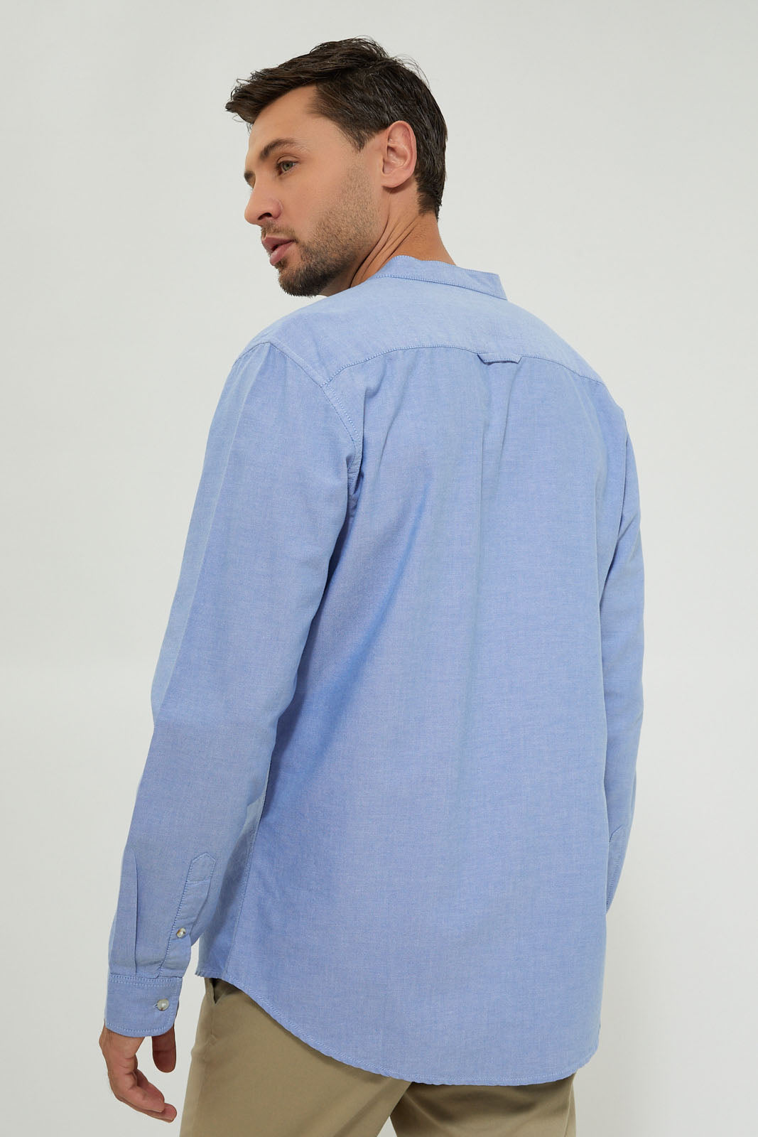 Blue Mandarin Collar Shirt