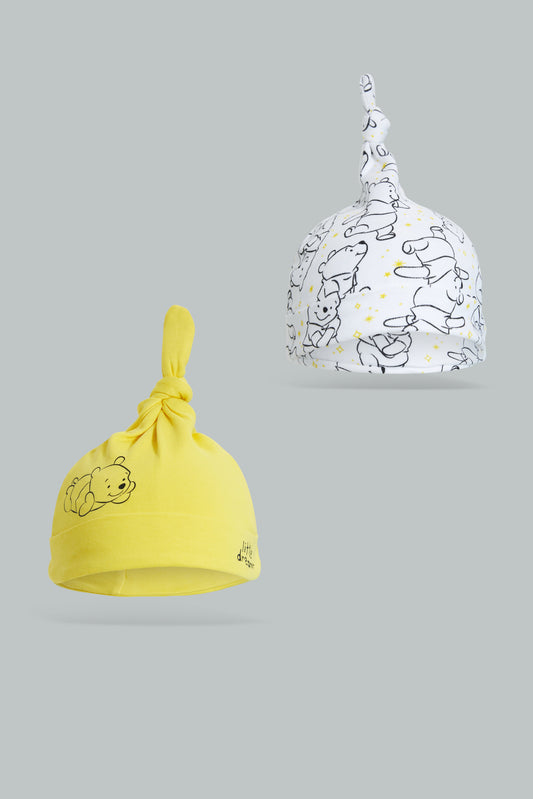 Yellow And White Winnie The Pooh Pack Hat Set For Baby (2 Piece)