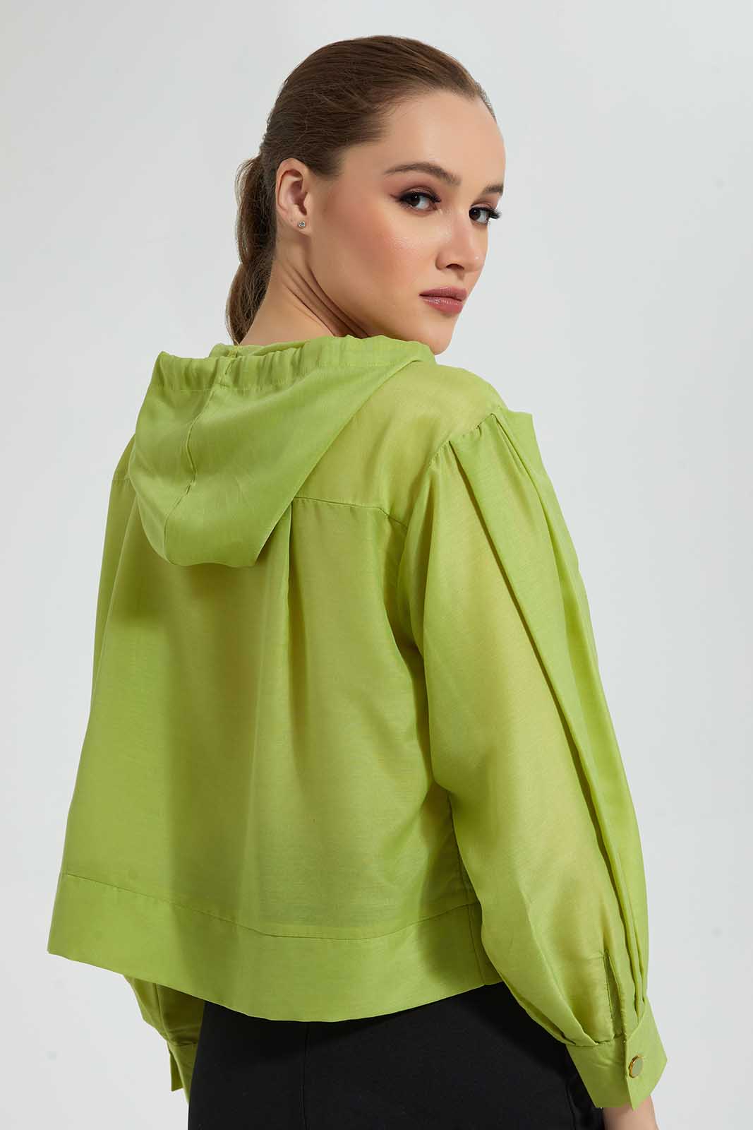 Green Hooded Crop Top