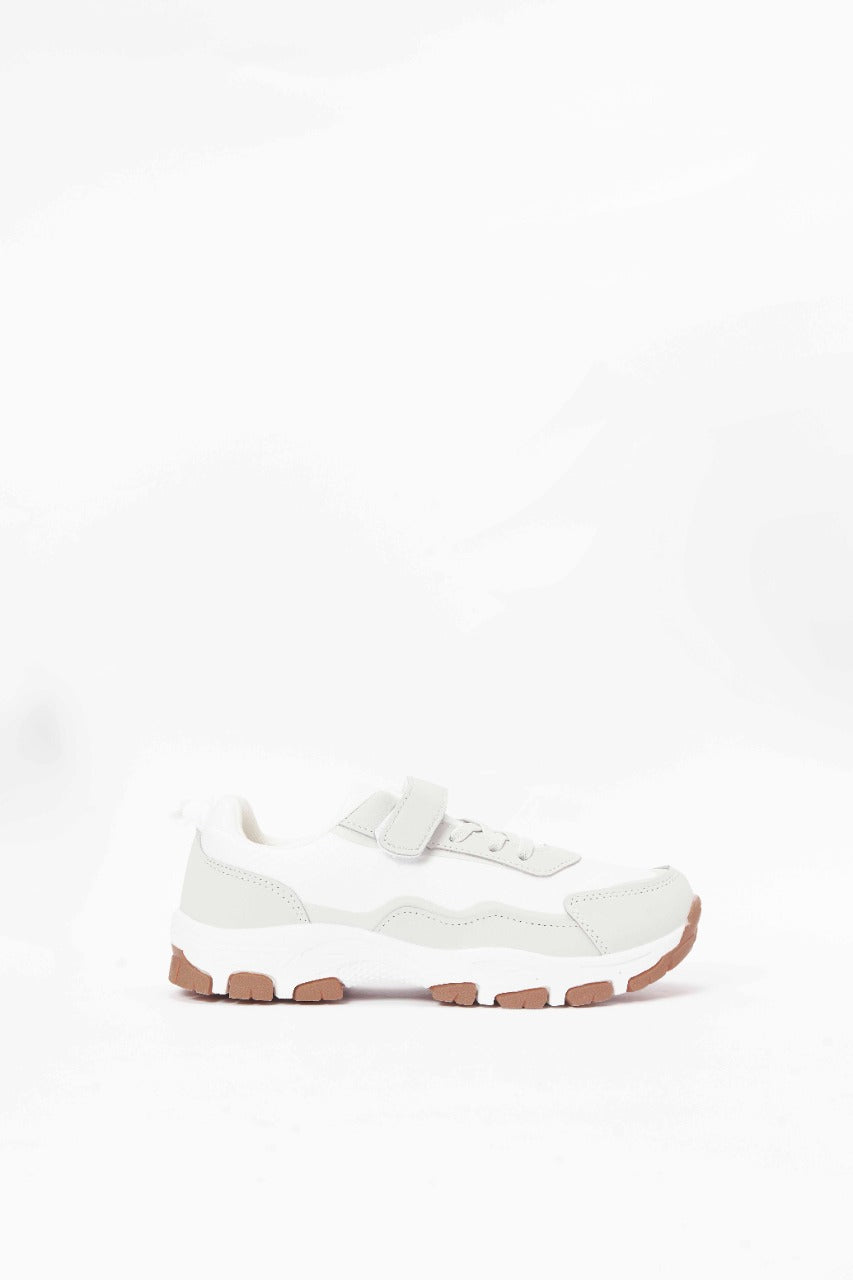 Senior Boys Grey And White Colour Block Sneakers