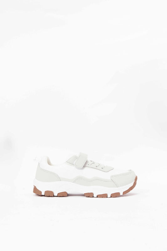 Senior Boys Grey And White Colour Block Sneakers