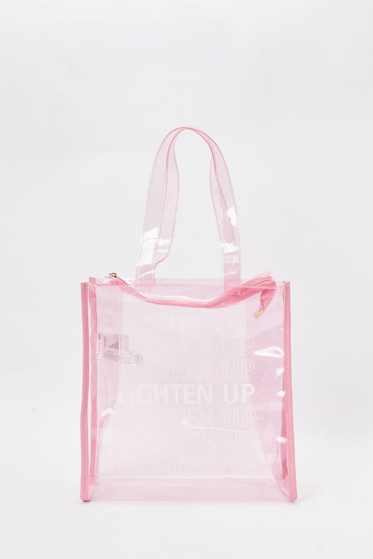 Women Pink Transparent Shopper Bag